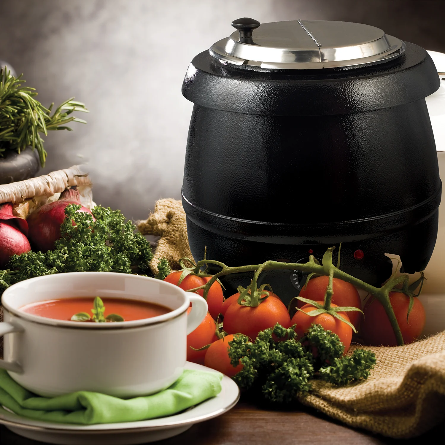 Winco ESW-66-I Electric 10 Qt Deluxe Black Kettle Soup Warmer Set, 2200V - Image 3