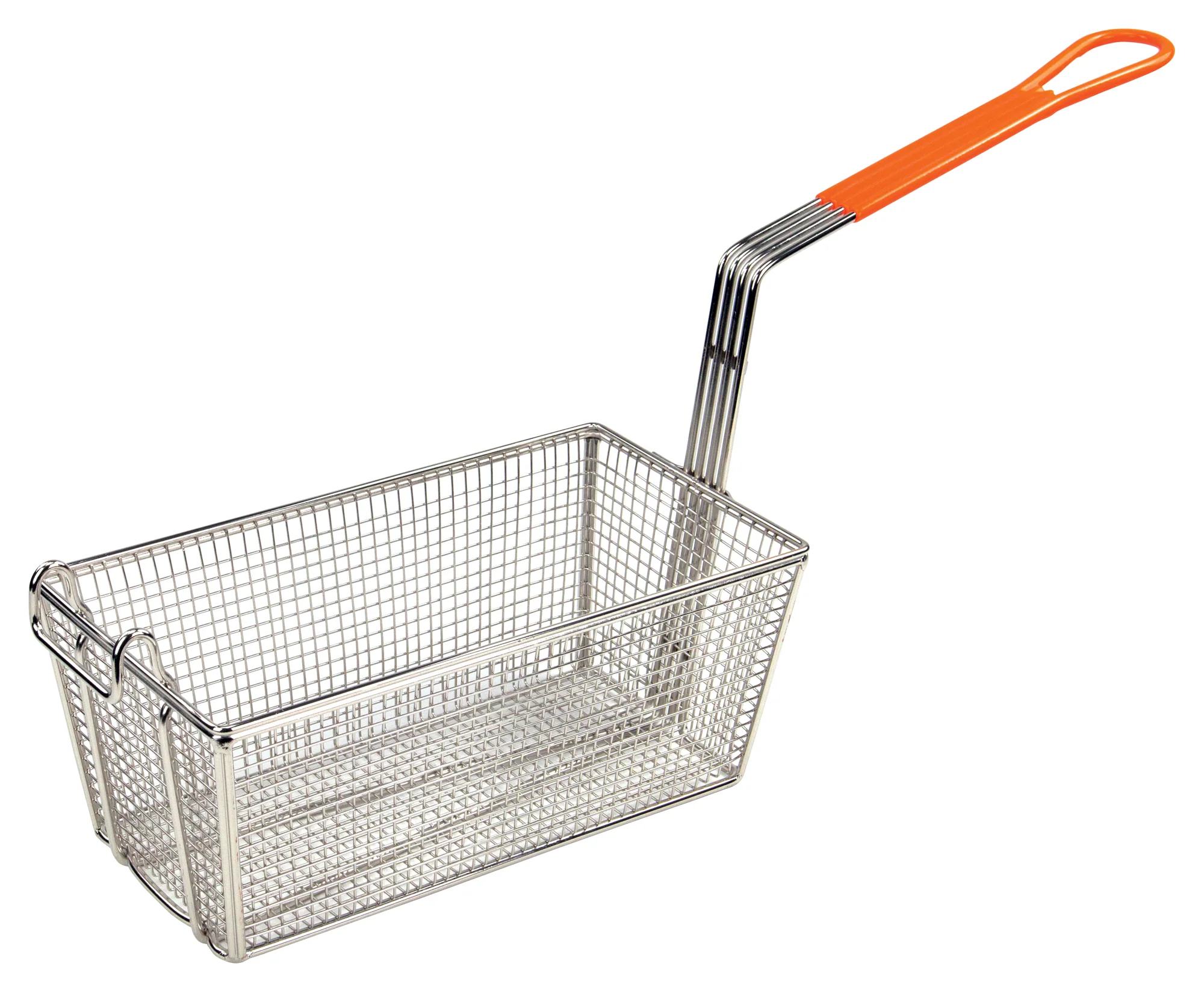 Winco 12-1/4" Fry Basket - Nickel Plated with Orange Handle - Image 2