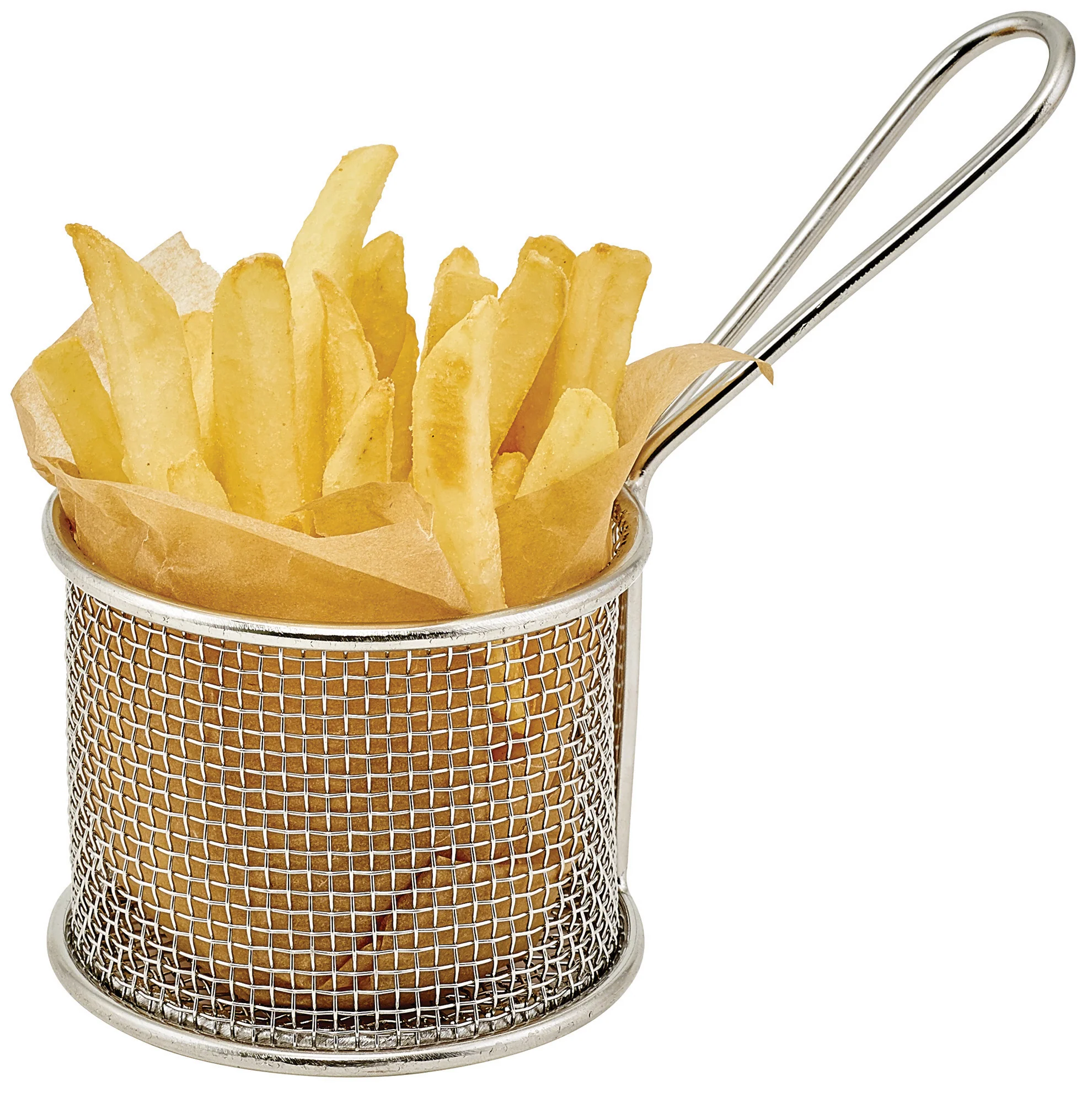 Winco FBM-32R 3-3/4 Inch Diameter Mini Fry Basket Dishwasher Safe Stainless Steel - Image 2