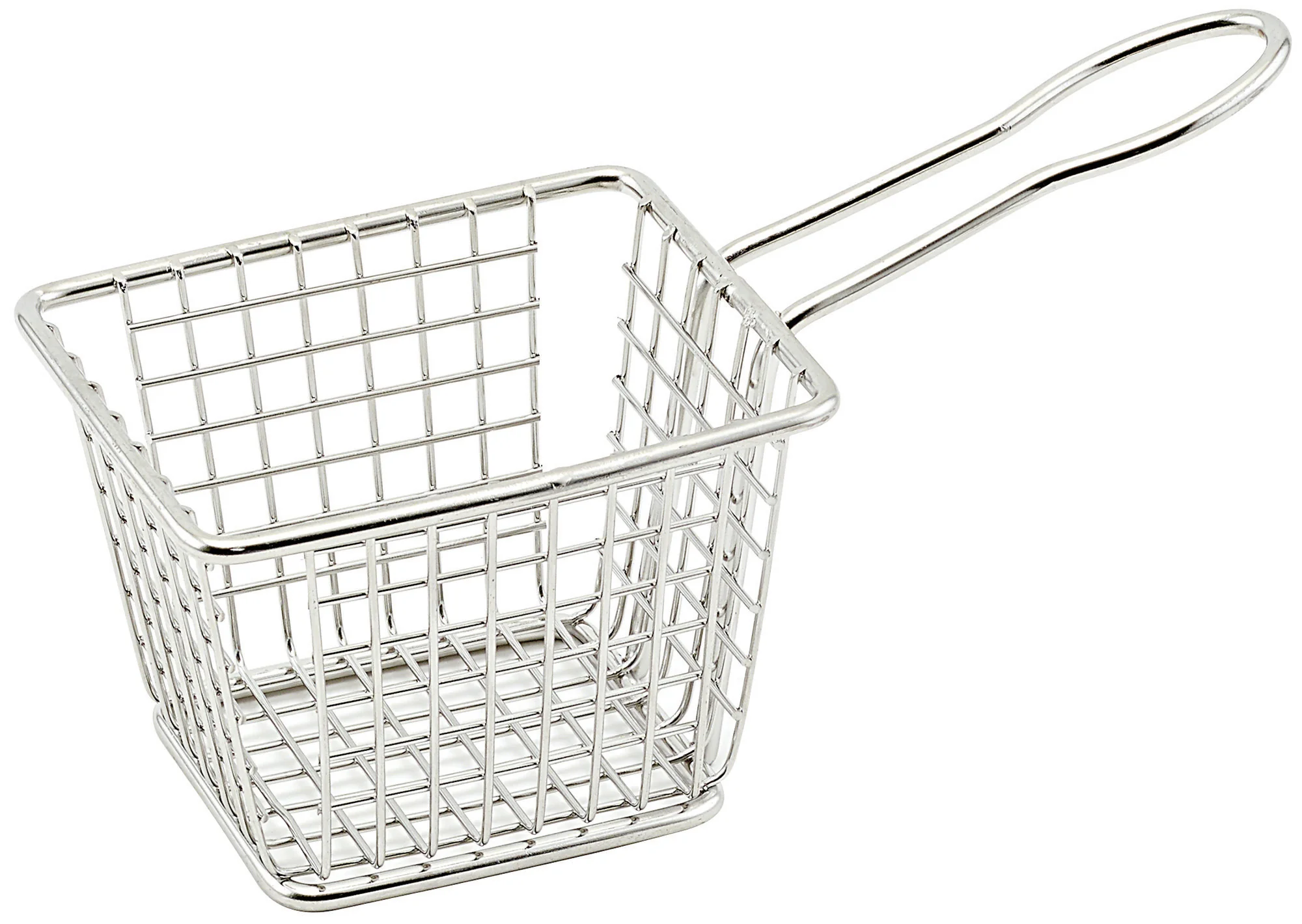 Winco FBM-433T 4" Rectangular Mini Fry Serving Basket | 18/8 Stainless Steel & Dishwasher Safe