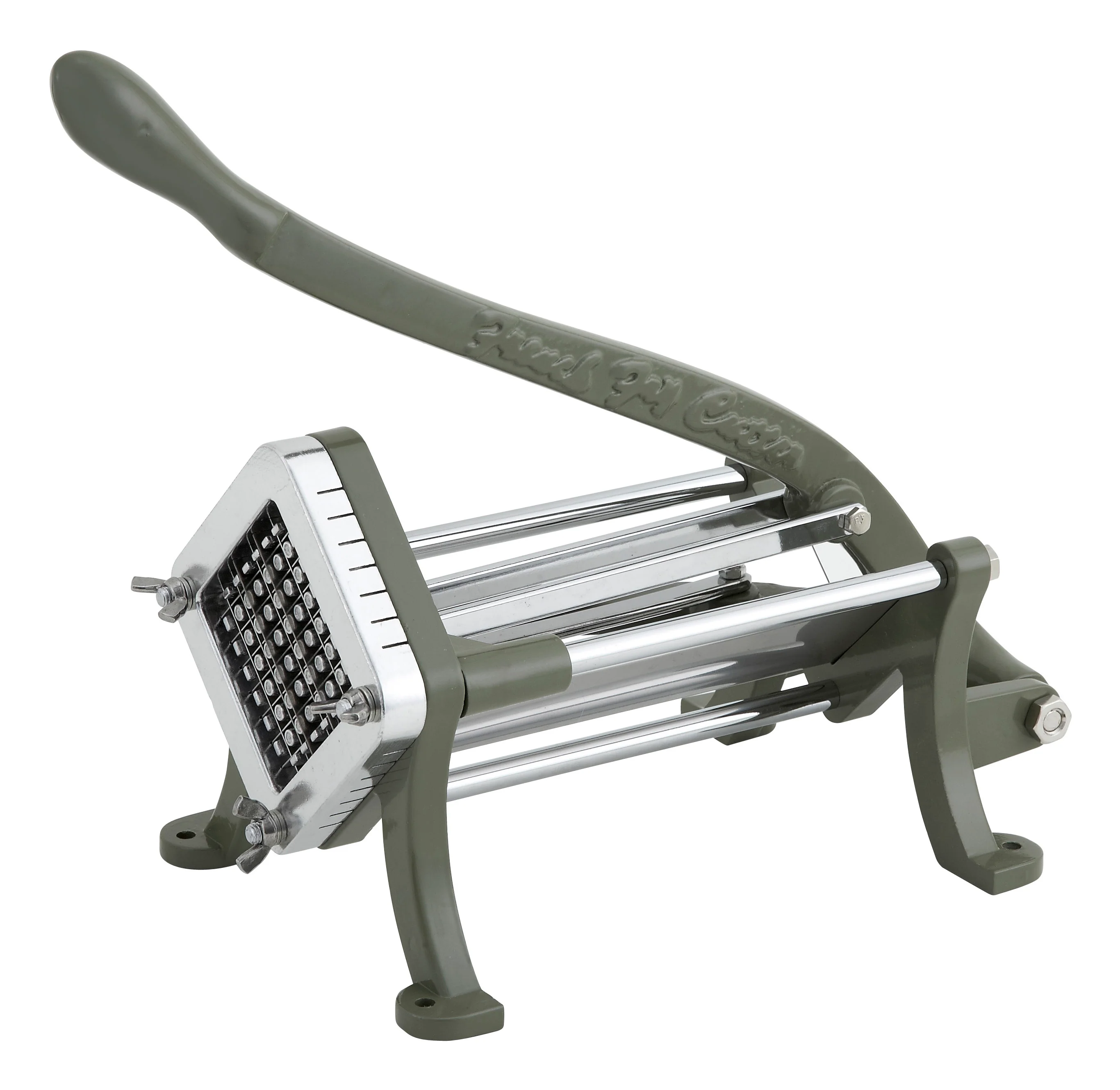 Winco FFC-375 3/8 Inch Square Cut Manual French Fry Cutter Ergonomic Handle Cast Iron