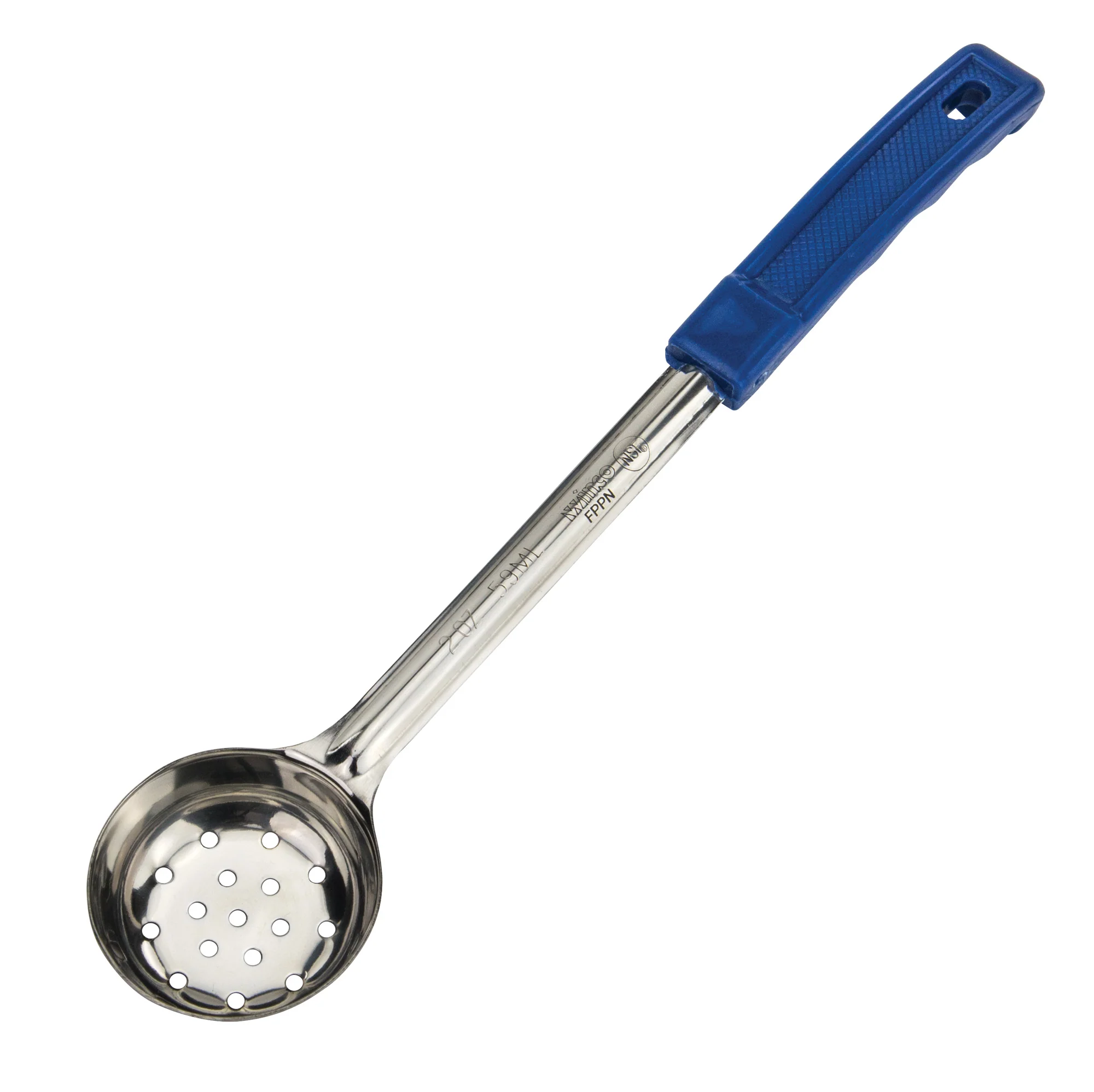 Winco FPPN-2 2 Oz Perforated Food Portioner Stainless Steel Blue Handle