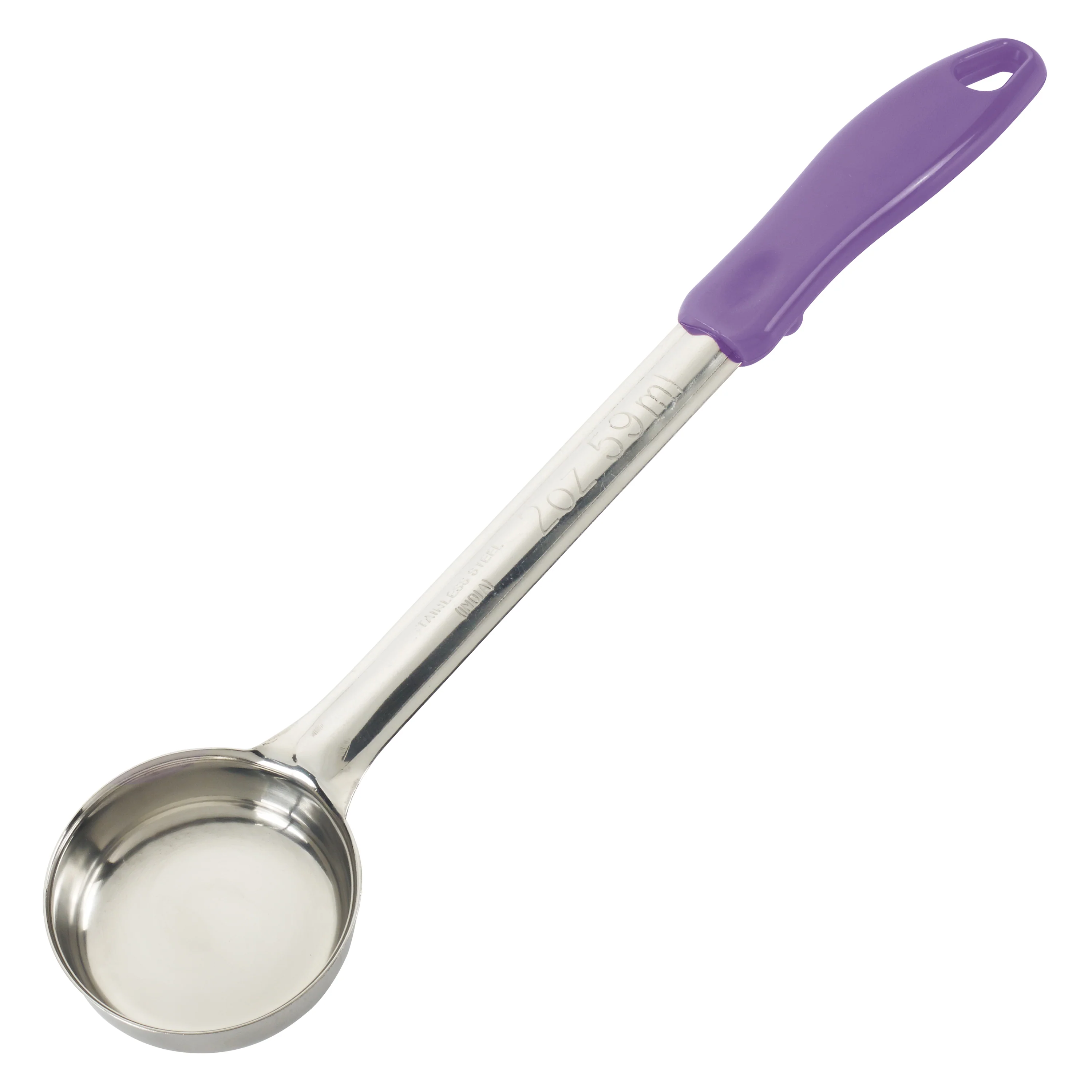 Winco FPS-2P 2 Oz Solid Food Portioner Stainless Steel Purple Handle - Image 2