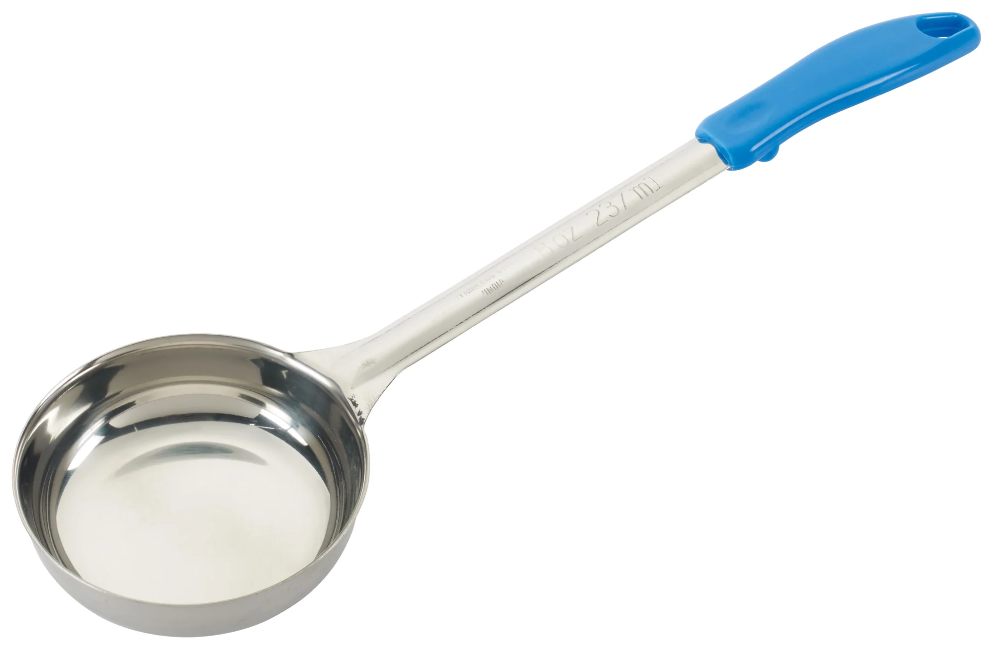 Winco FPS-8 8 Oz Solid Food Portioner Stainless Steel Blue Handle - Image 2