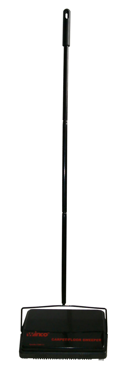 Winco FSW-11 11 Inch Rotary Floor Sweeper Steel Handle Natural Bristles - Image 2