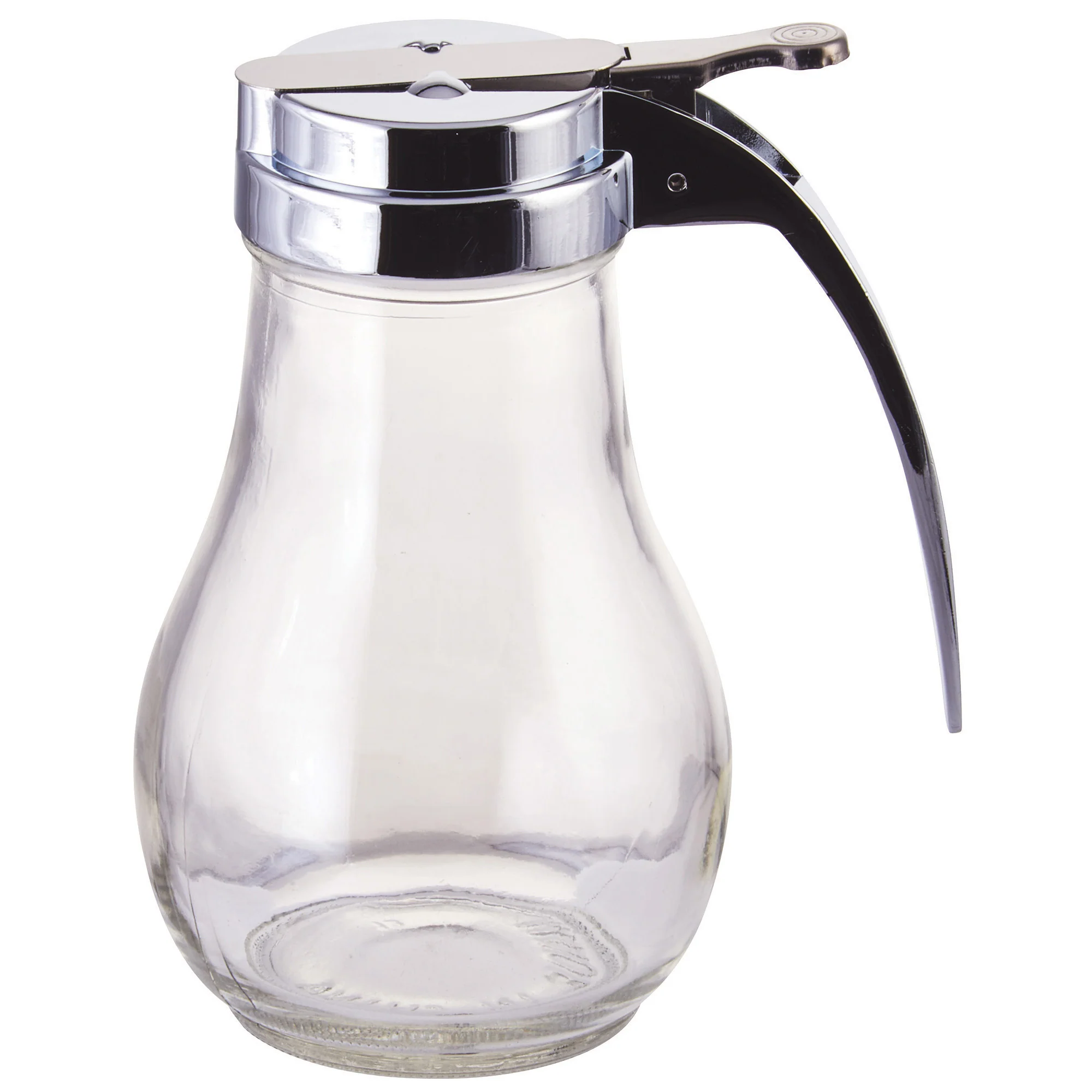 Winco G-116 14 Oz Syrup Pourer Thumb Operated Glass with Chrome Top - Image 3