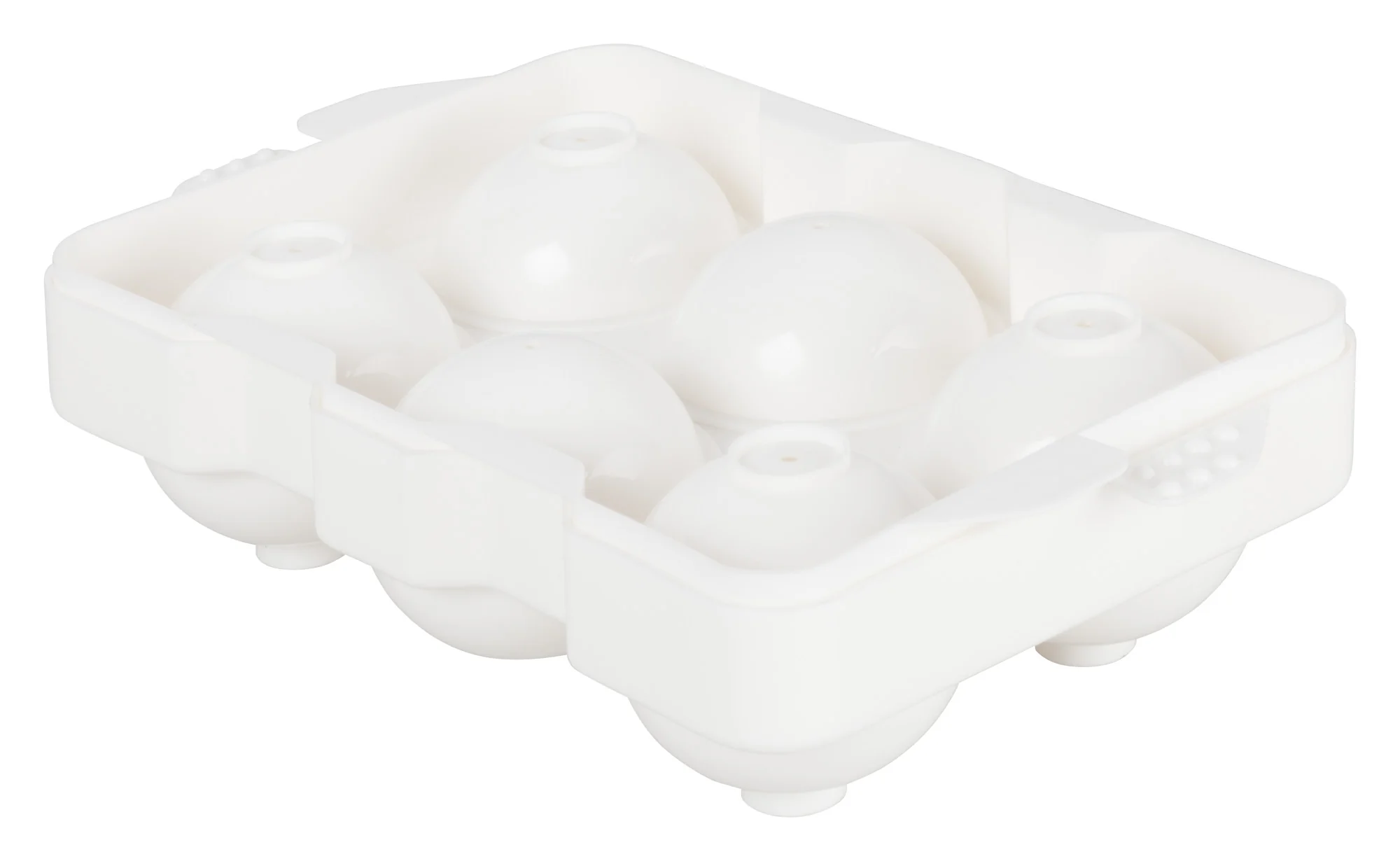 Winco ICCP-6W Ice Cube Tray 2-Piece Producing Spherical 2-Inch Cubes White Polypropylene - Image 3