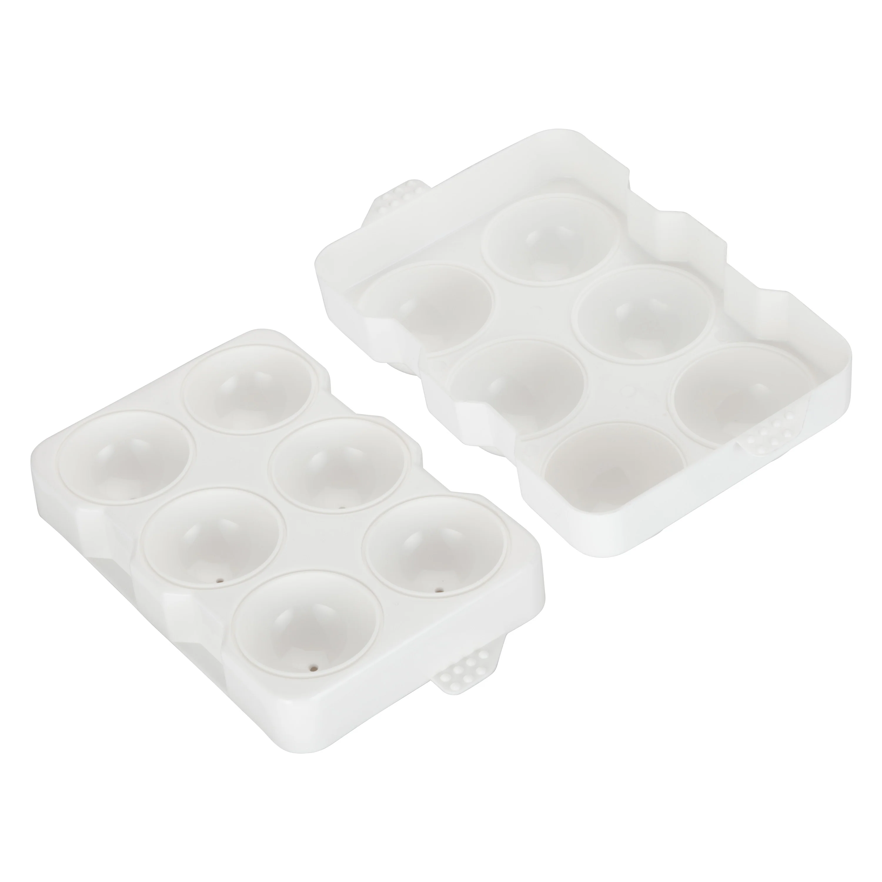 Winco ICCP-6W Ice Cube Tray 2-Piece Producing Spherical 2-Inch Cubes White Polypropylene - Image 4