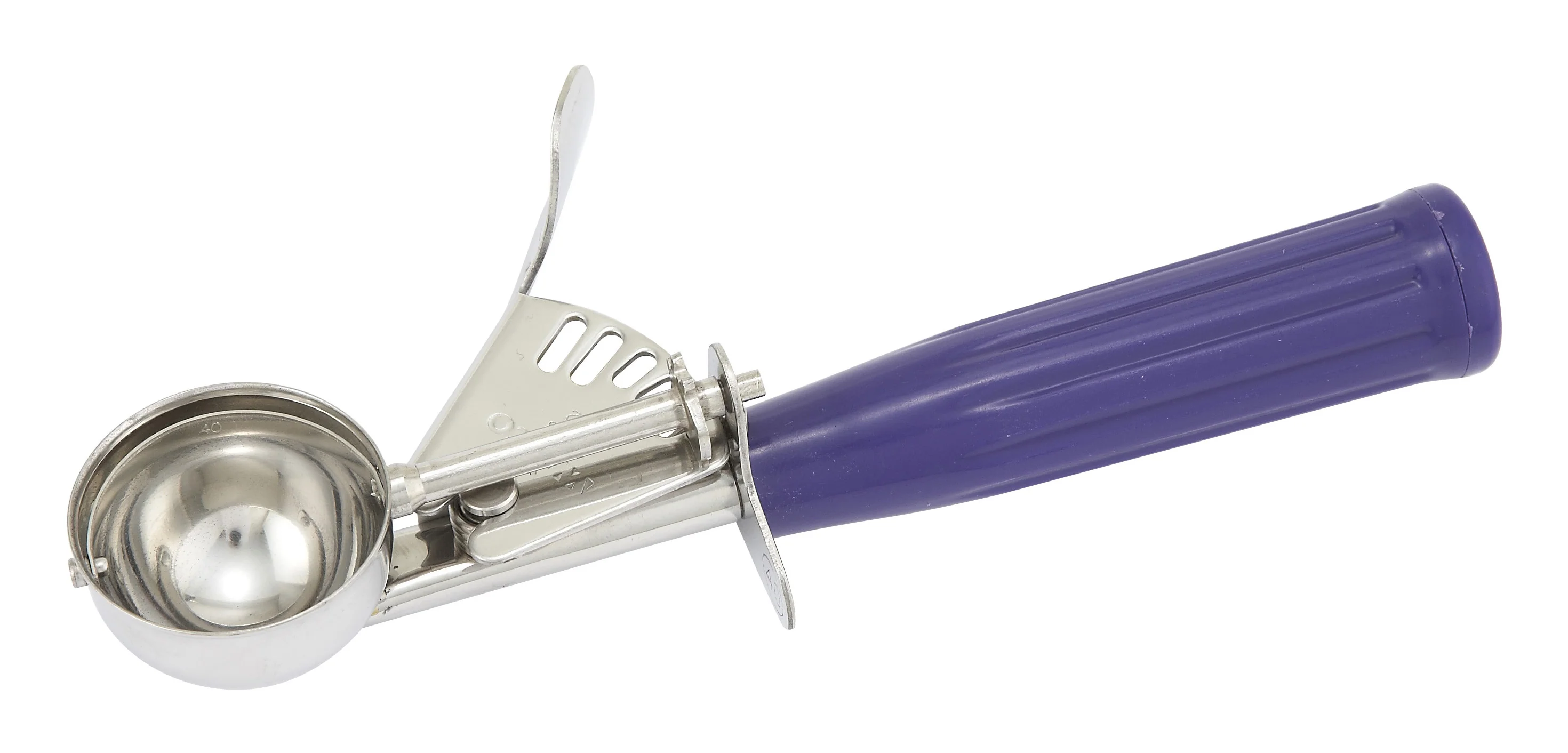 Winco ICD-40 7/8 Oz. Ice Cream Disher Stainless Steel Plastic Handle Purple - Image 2