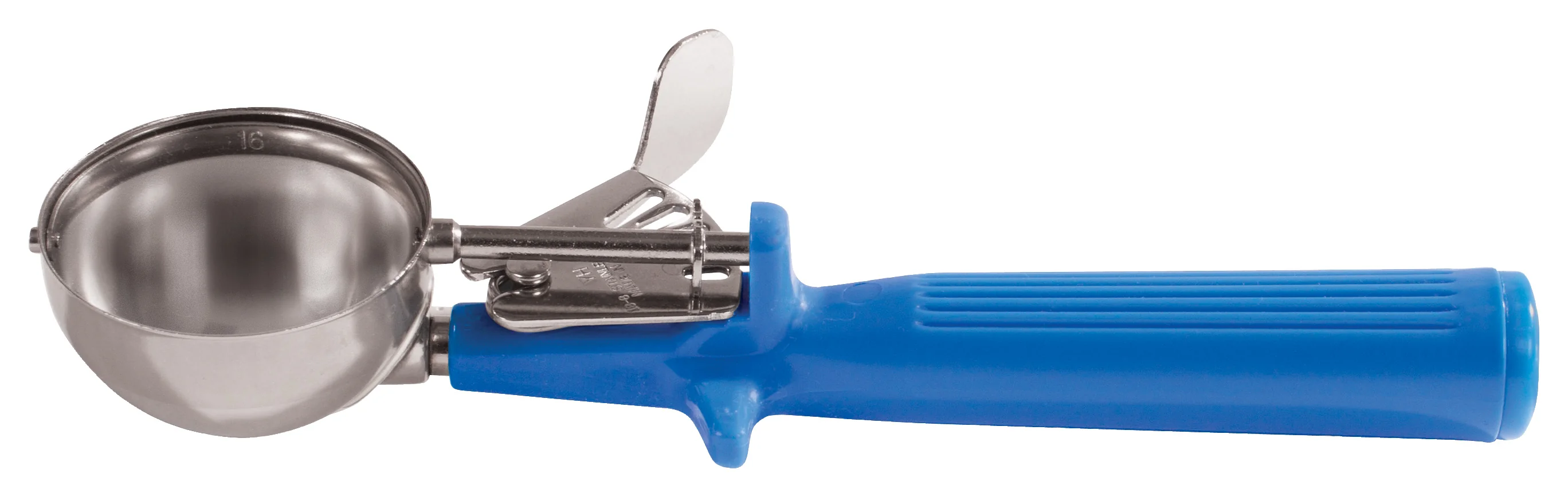 Winco ICOP-16 2 Oz Stainless Steel Disher with Reinforced Handle Blue - Image 2