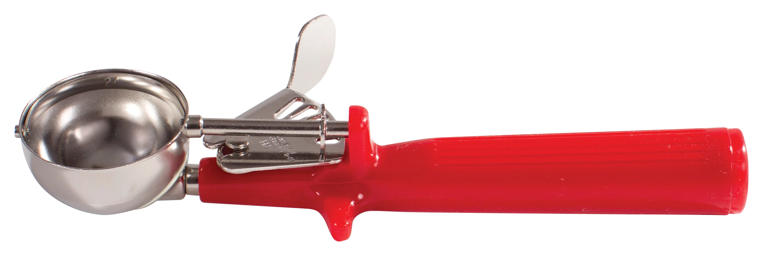 Winco ICOP-24 1-1/3 Oz Deluxe Disher Round Bowl with Stainless Steel Handle Red - Image 3