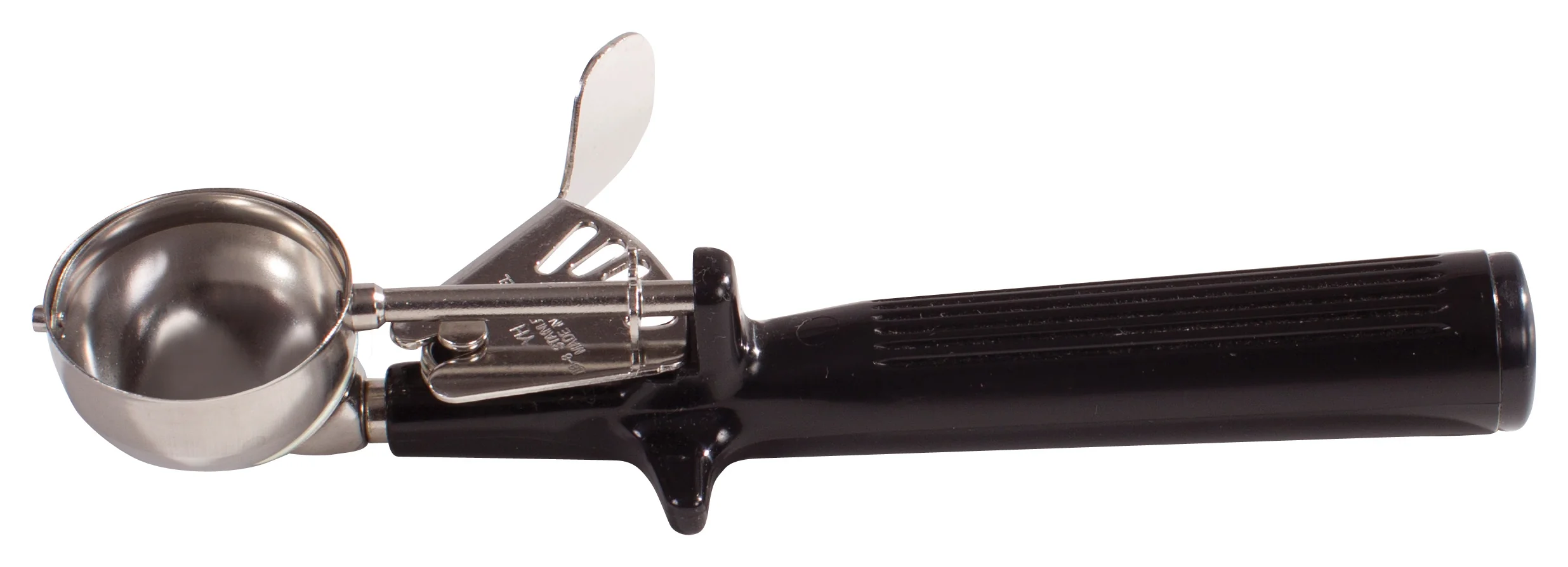 Winco ICOP-30 1 Oz Deluxe Disher Round Bowl Stainless Steel Black Handle - Image 3