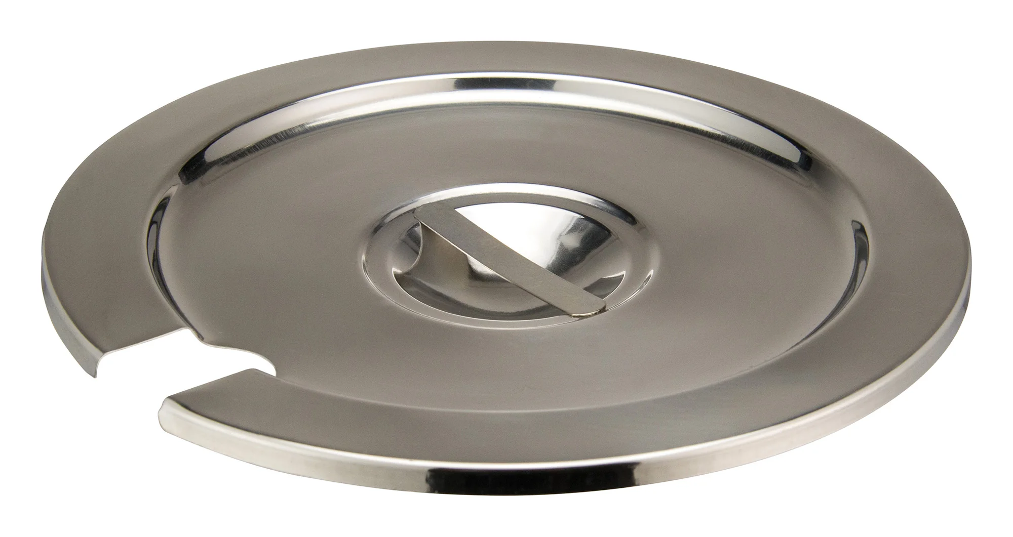 Winco INSC-7M 7 Quart Inset Cover Notched Slotted Heavy Weight Stainless Steel Mirror Finish - Image 2