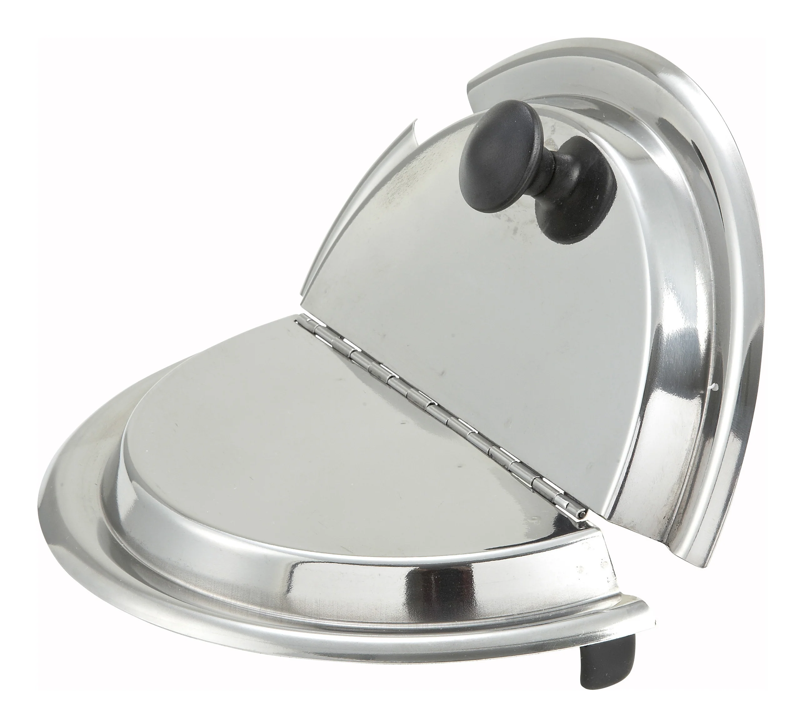Winco INSH-11 Quarts Hinged Inset Cover to 11 Quart Stainless Steel Mirror Finish - Image 2