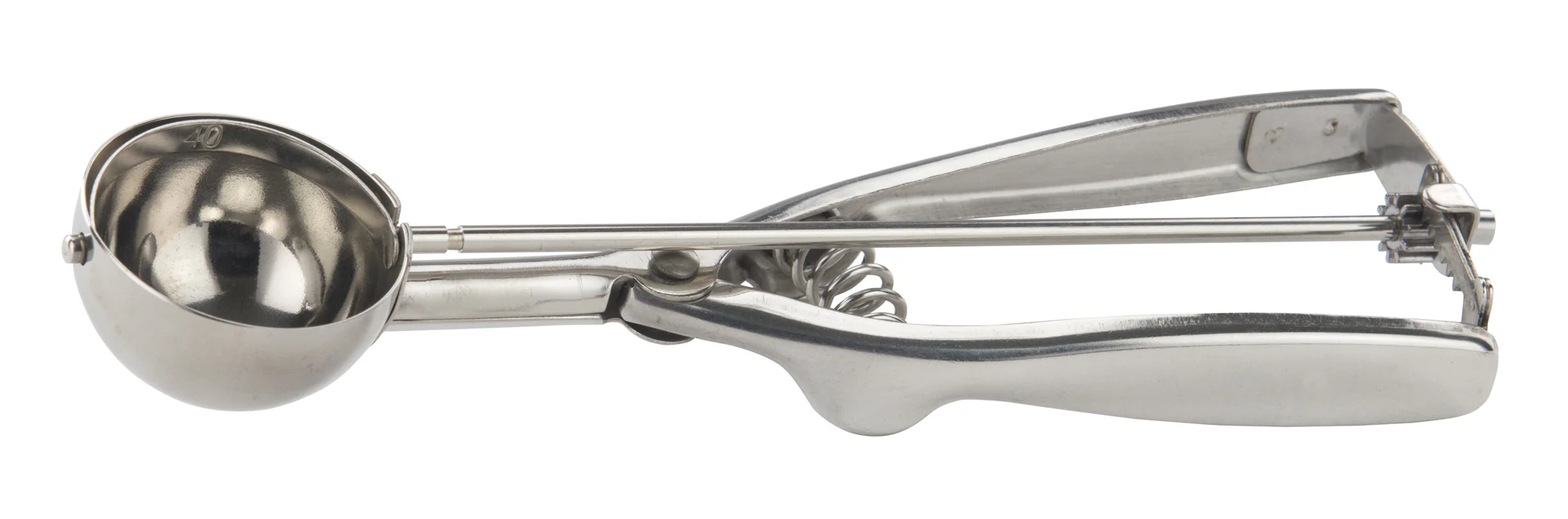 Winco ISS-40 7/8 Oz. Disher Round Bowl with Squeeze Handle Stainless Steel - Image 2