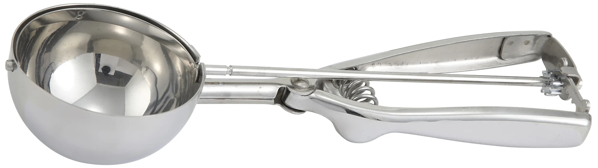 Winco ISS-8 4 Oz Disher Portioner Round 2-3/4 Inch Stainless Steel with Ergonomic Handle