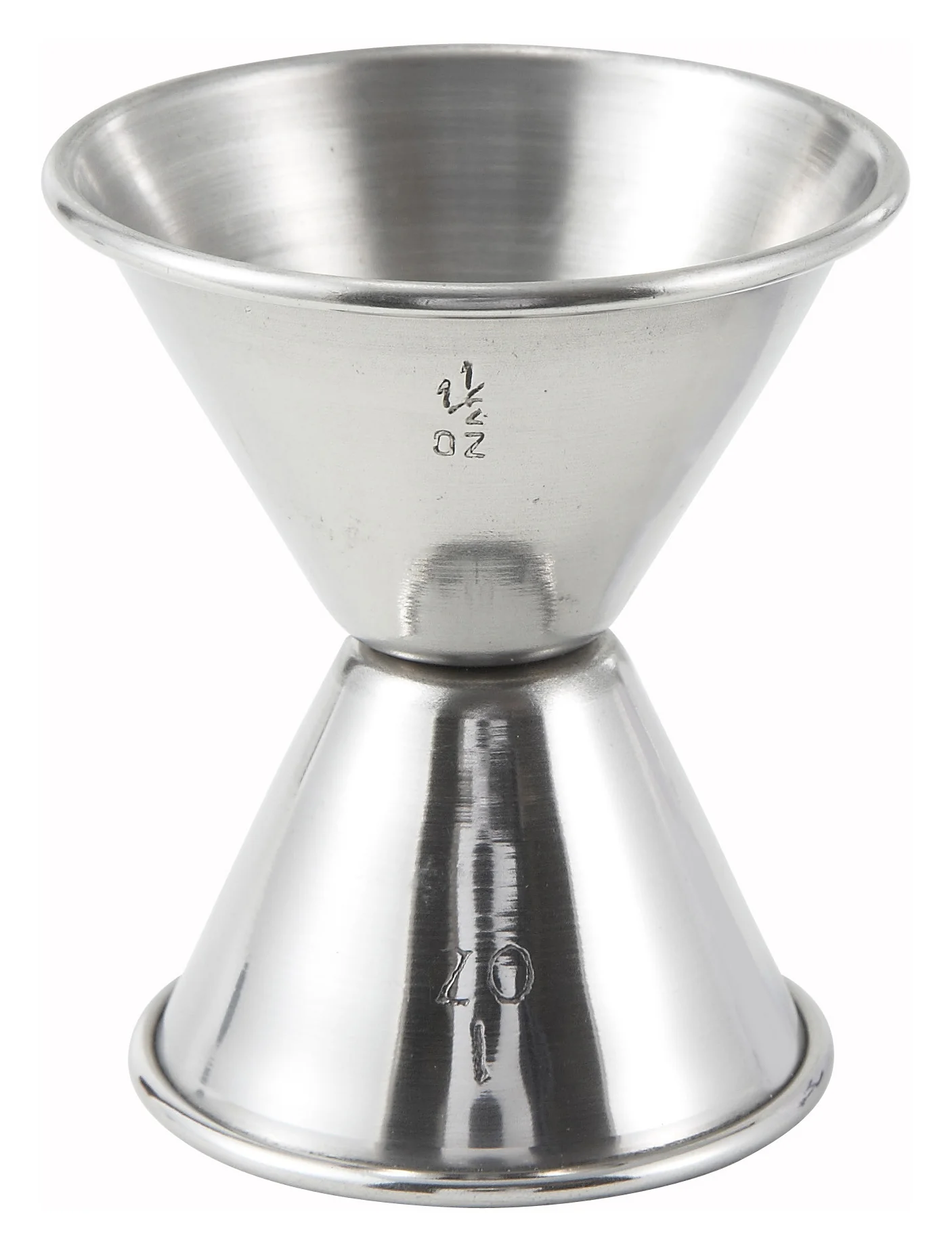Winco J-4 1 Oz Stainless Steel Jigger with dual measurement design - Image 2