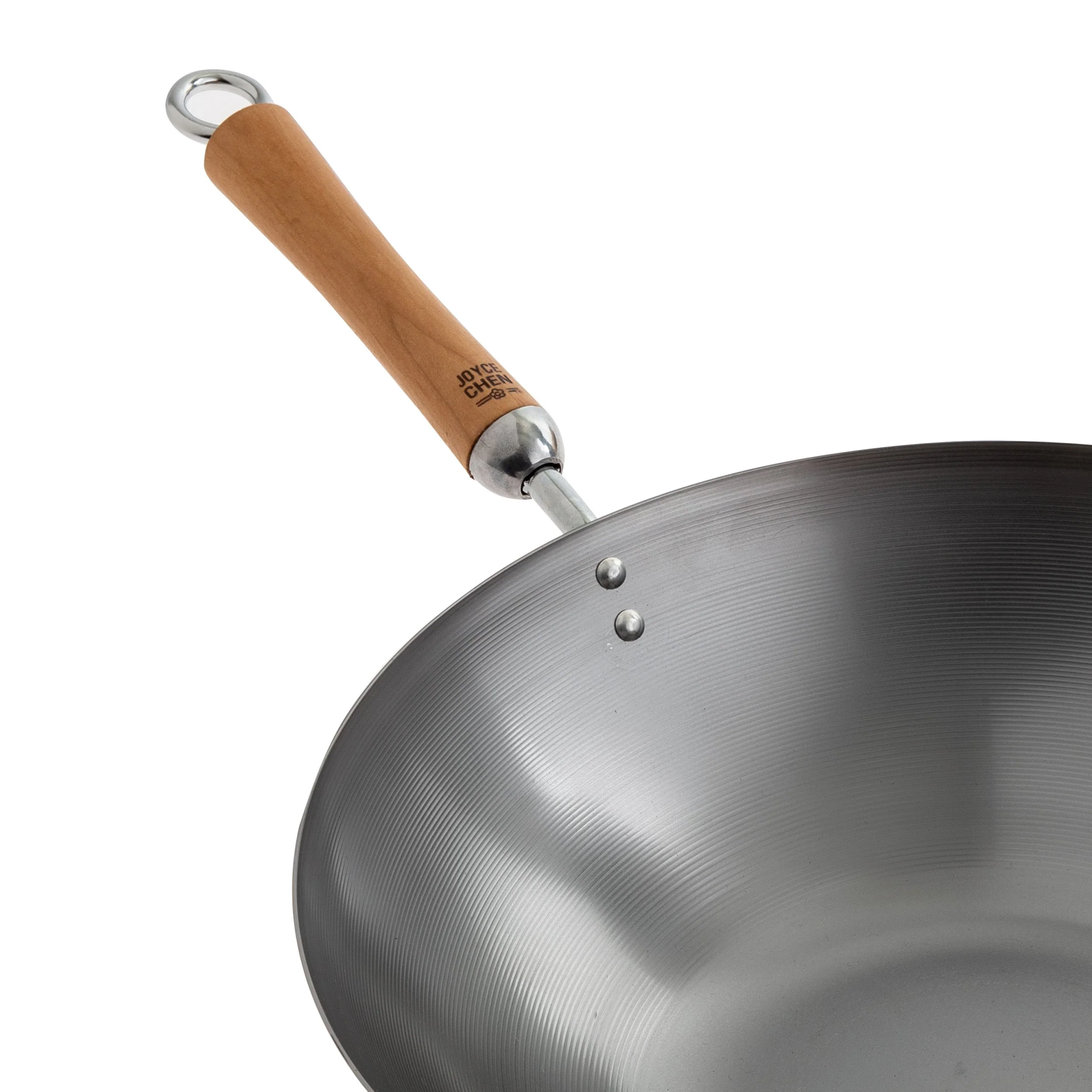 Winco J21-9978 14 Inch Wok Pan with birch handles Uncoated carbon steel - Image 2