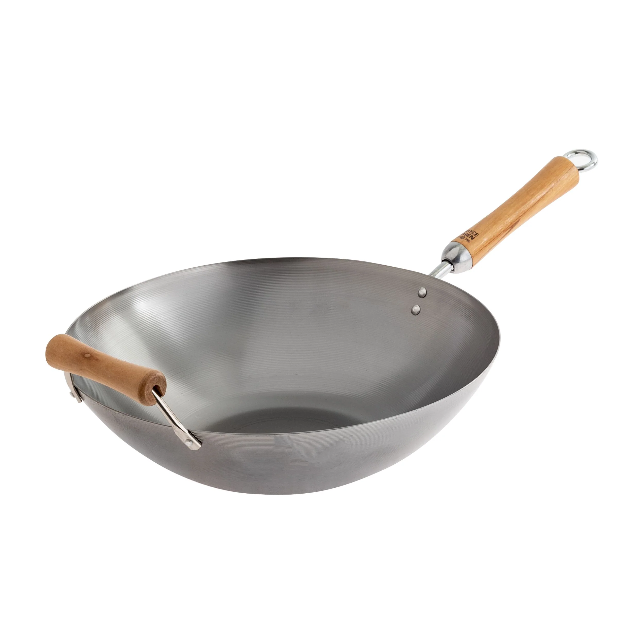Winco J21-9978 14 Inch Wok Pan with birch handles Uncoated carbon steel - Image 3