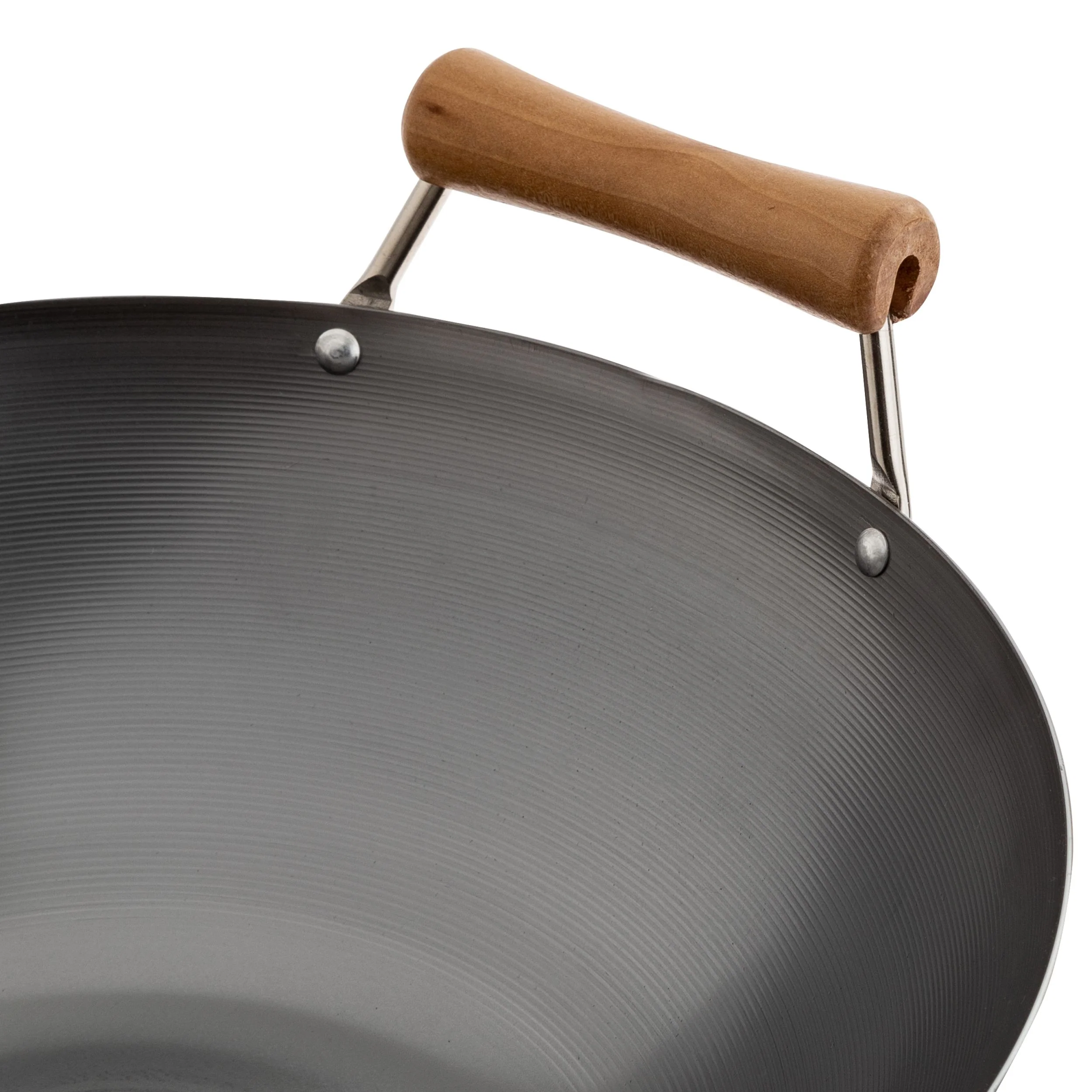 Winco J21-9978 14 Inch Wok Pan with birch handles Uncoated carbon steel - Image 4