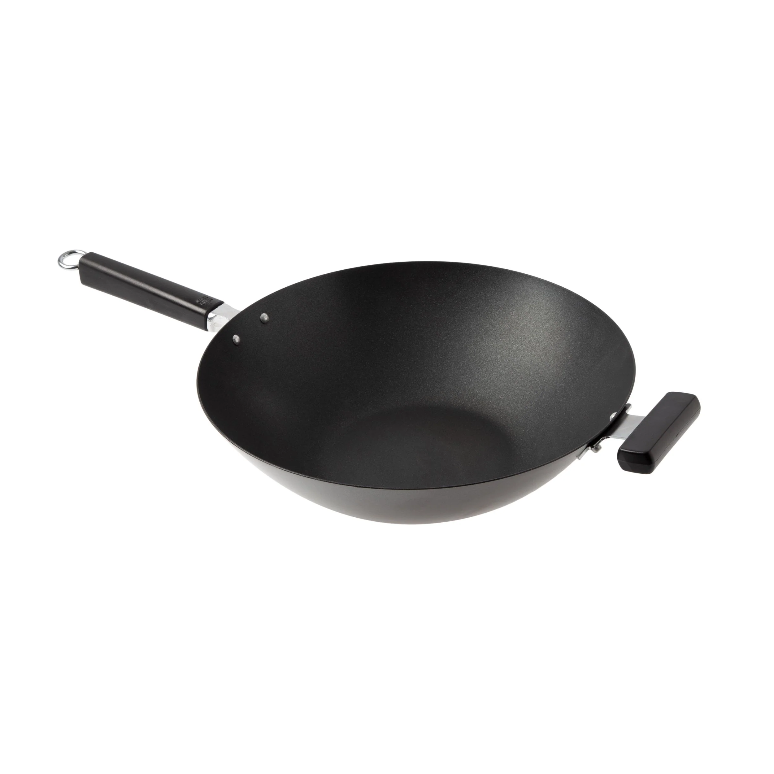 Winco J22-0040 14 Inch Wok Carbon Steel Flat Bottom with Phenolic Handles