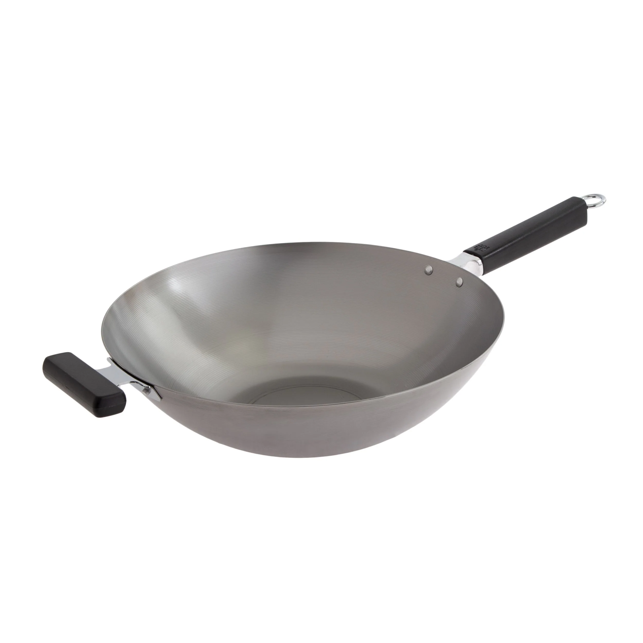 Winco J22-0060 14 Inch Flat Bottom Wok with Phenolic Handles Carbon Steel - Image 5