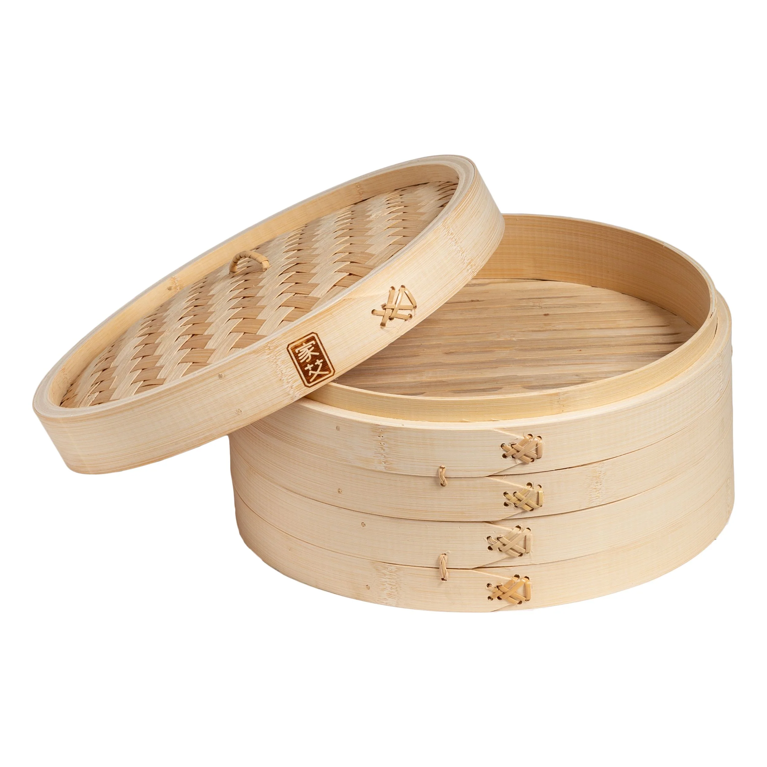 Winco J26-0012 12 Inch 2-tier Bamboo Steamer Basket with Descriptors - Image 5