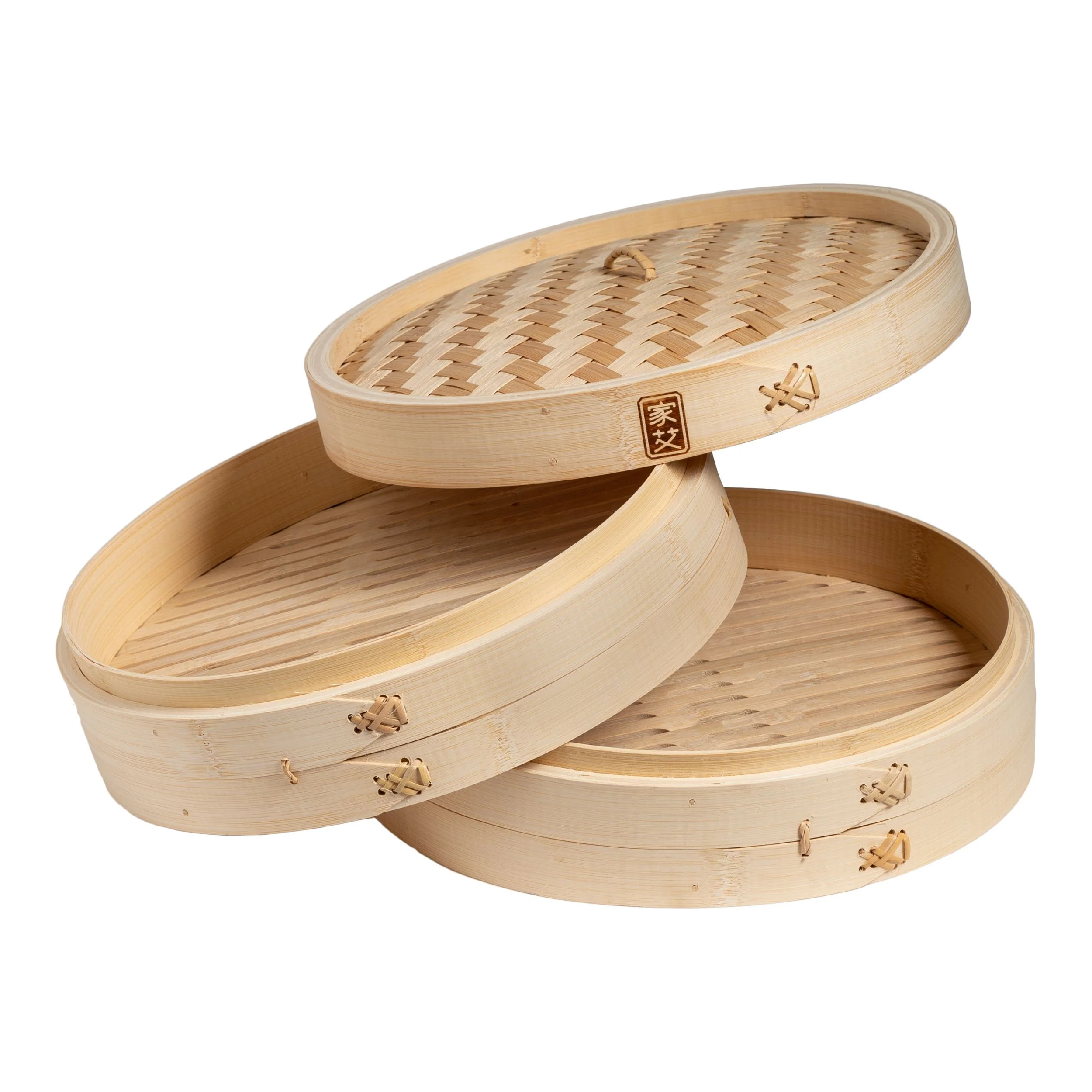 Winco J26-0012 12 Inch 2-tier Bamboo Steamer Basket with Descriptors - Image 7