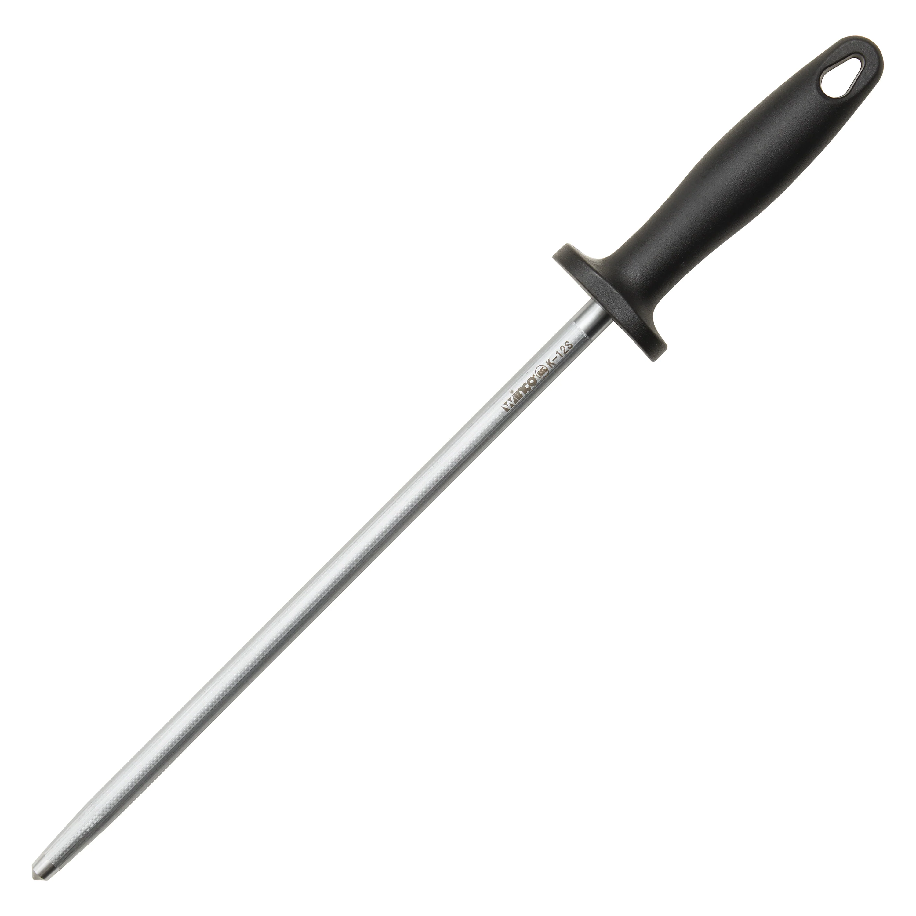 Winco K-12S 12 Inch Round Stainless Steel Sharpening Steel with Plastic Handle - Image 3