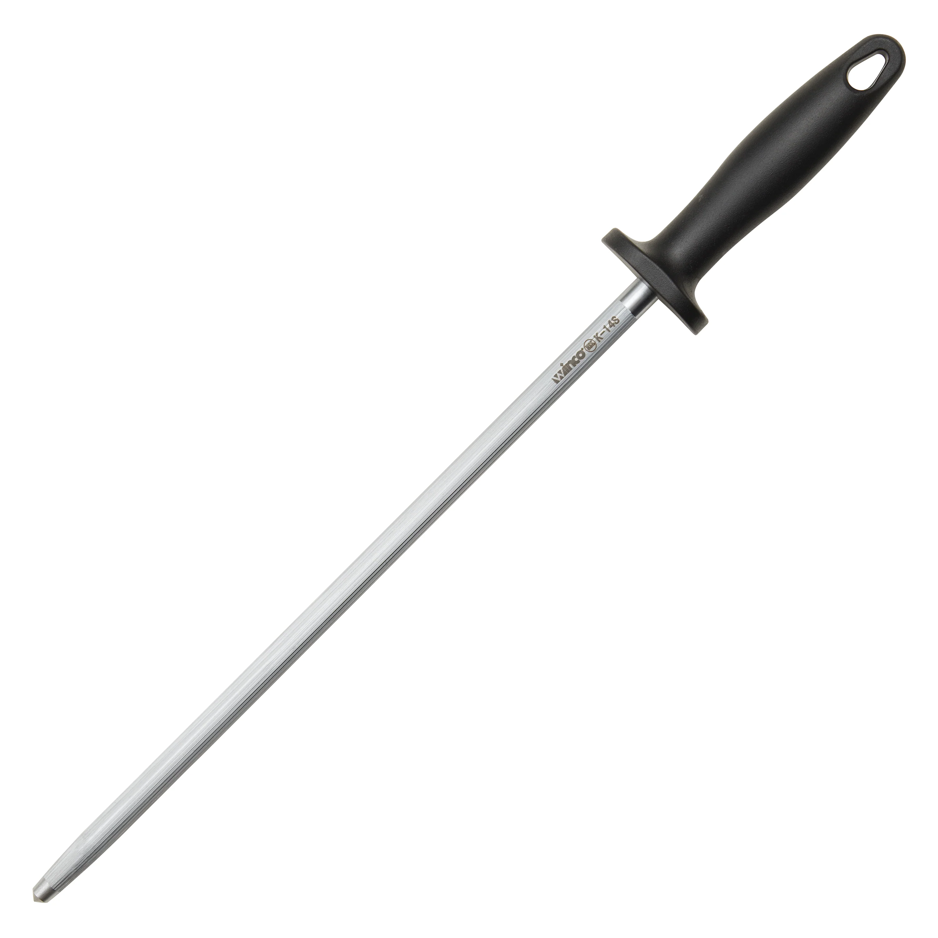 Winco K-14S 14 Inch Round Sharpening Steel Stainless Steel with Handle - Image 3