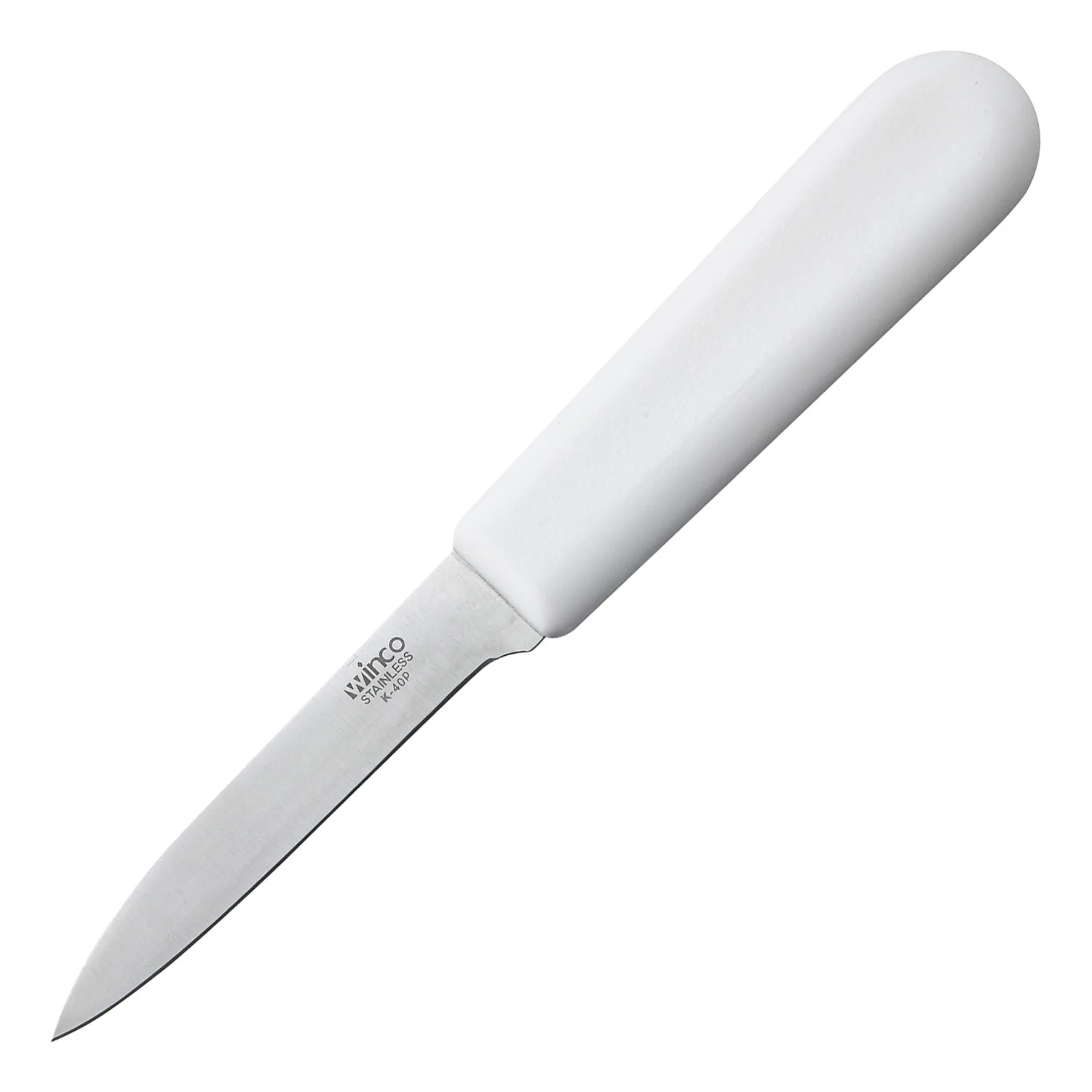 Winco K-40P 3 Inch Blade Stainless Steel Paring Knife with White Handle