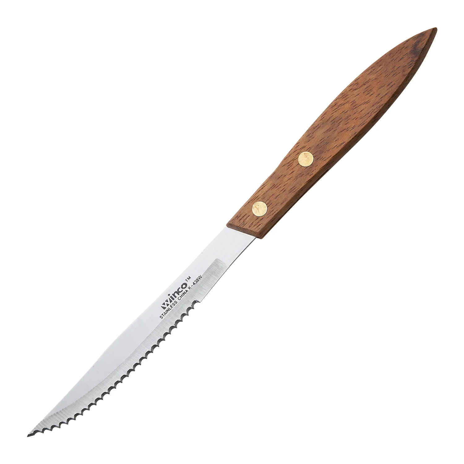 Winco K-438W 4-3/8 Inch Blade 9-1/4 Inch Overall Length Steak Knife with Wooden Handle - Image 2