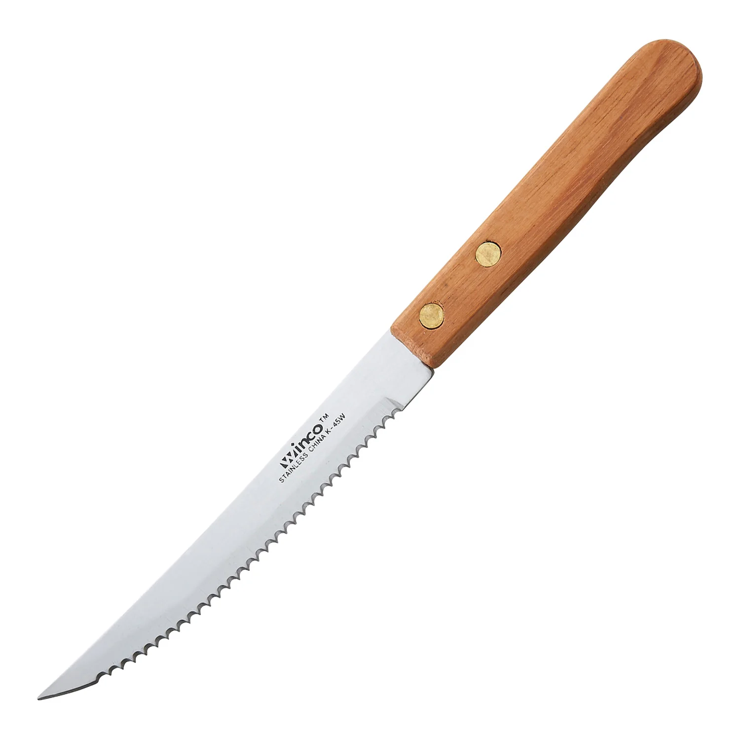 Winco K-45W 4-1/2 Inch Blade 8-1/2 Inch Overall Steak Knife Wooden Handle - Image 2
