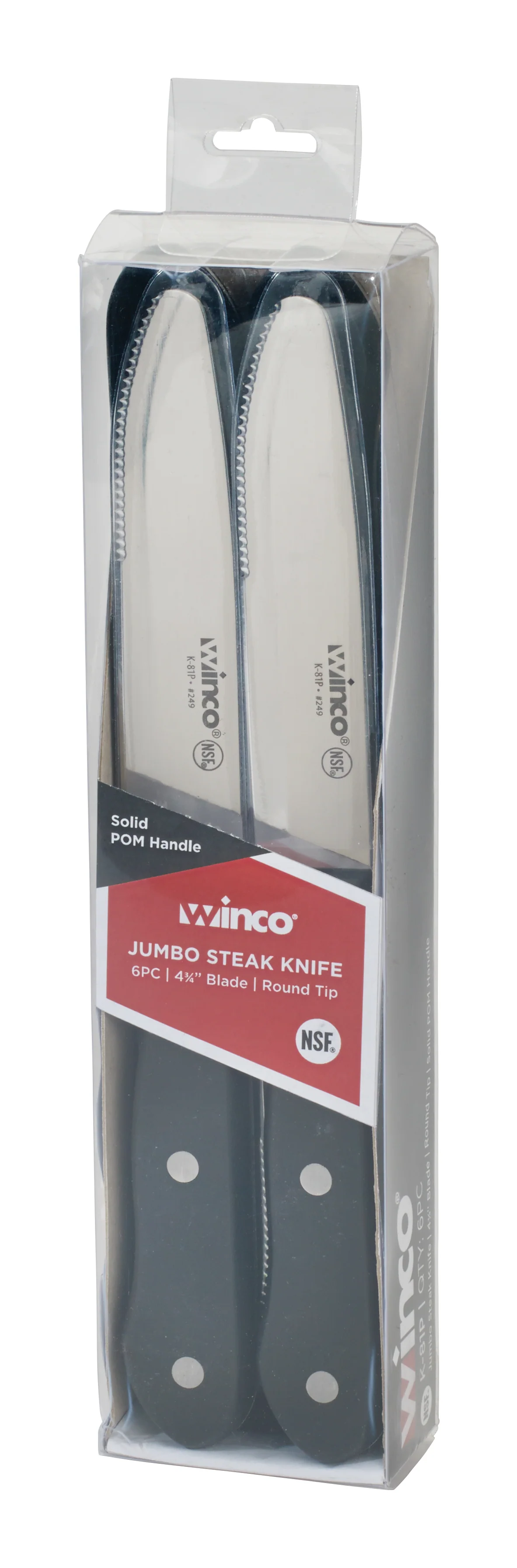 Winco K-81P 4-3/4 Inch Blade 9-3/4 Inch Overall Length Jumbo Steak Knife with POM Handle - Image 2