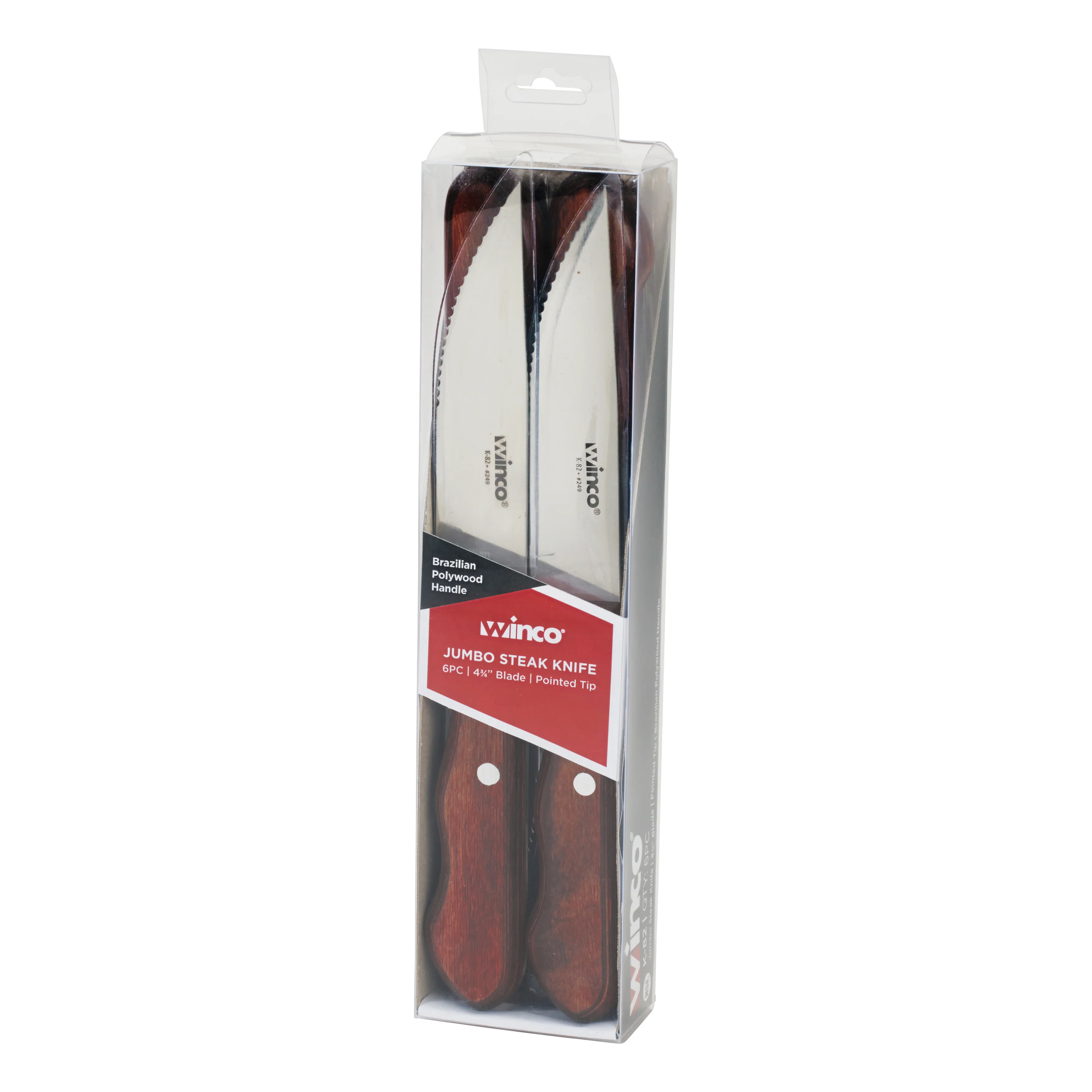 Winco K-82 4-3/4 Inch Blade 9-3/4 Inch Jumbo Steak Knife Brazilian Polywood Handle - Image 2
