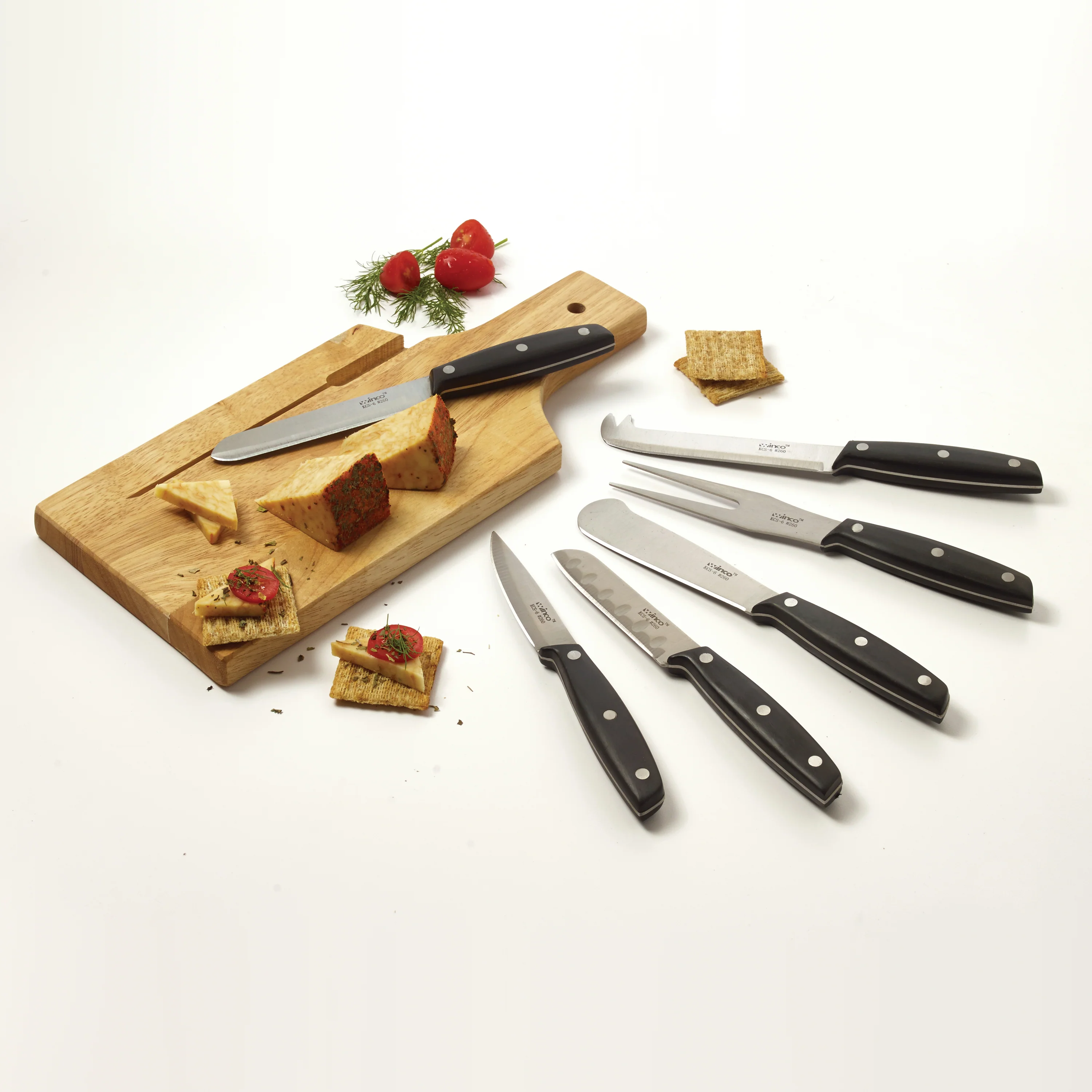 Winco KCS-6 Knife Set 6 Inch Blades with POM Handles Stainless Steel - Image 2
