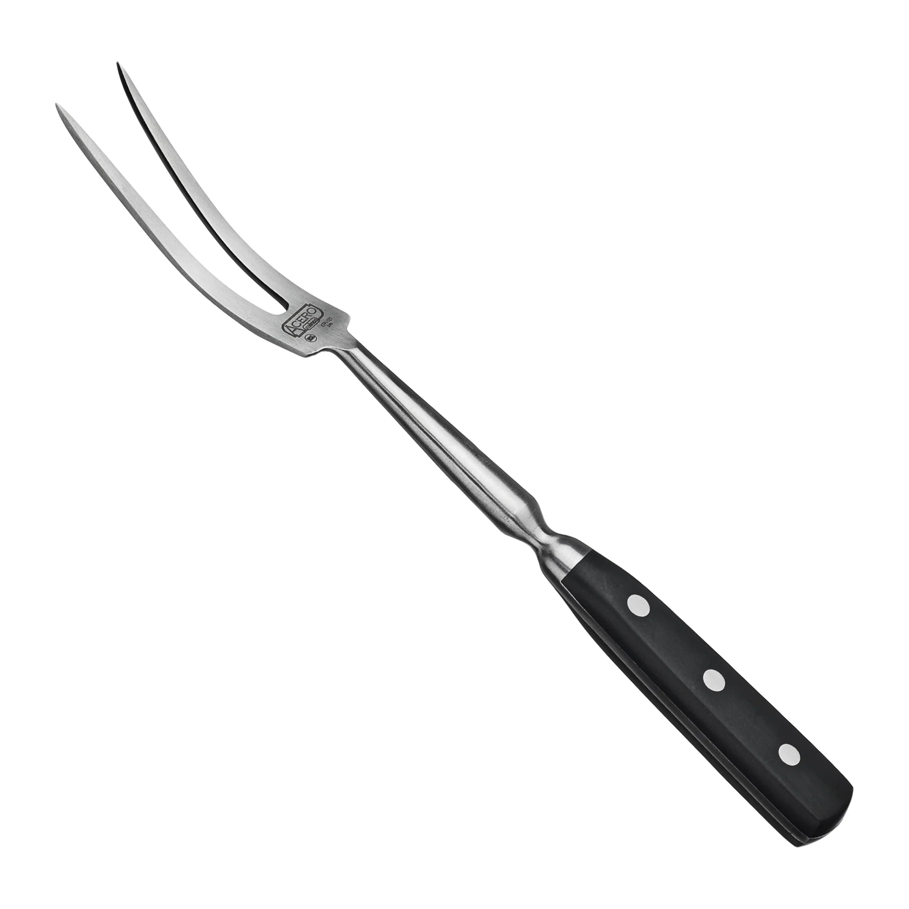 Winco KFP-121 12 Inch Acero Carving Fork POM Black Handle Forged High Carbon Stainless Steel with Curved Blade - Image 2