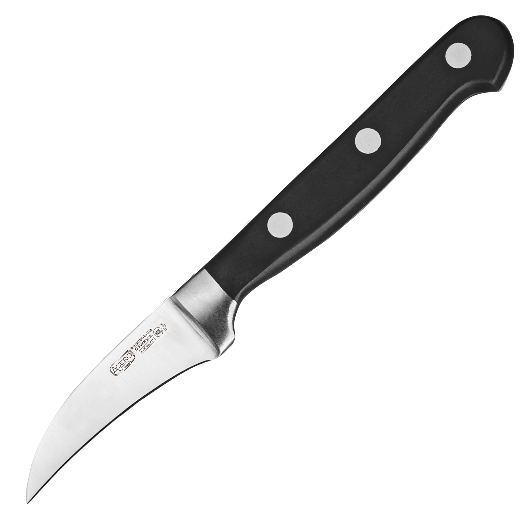 Winco KFP-30 2-3/4 Inch Blade POM Handle Paring Knife Black Forged - Image 2