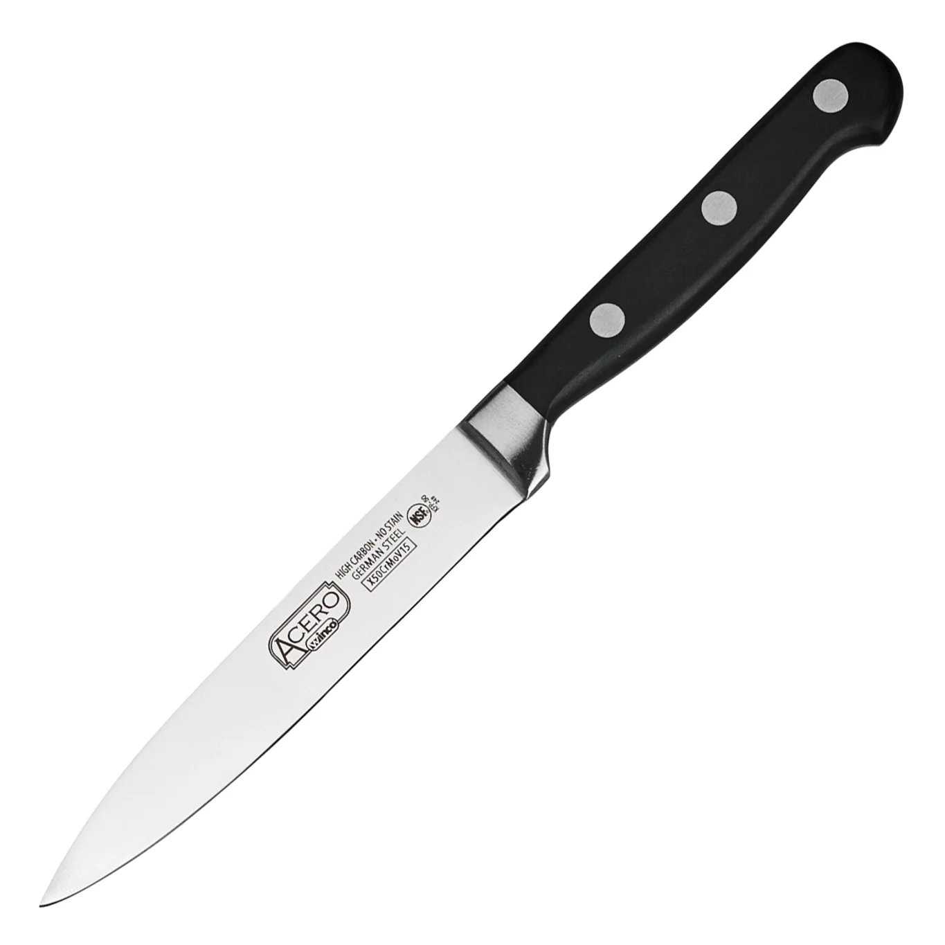 Winco KFP-50 5 Inch Blade Knife Acero Utility Black Handle Forged High Carbon - Image 2
