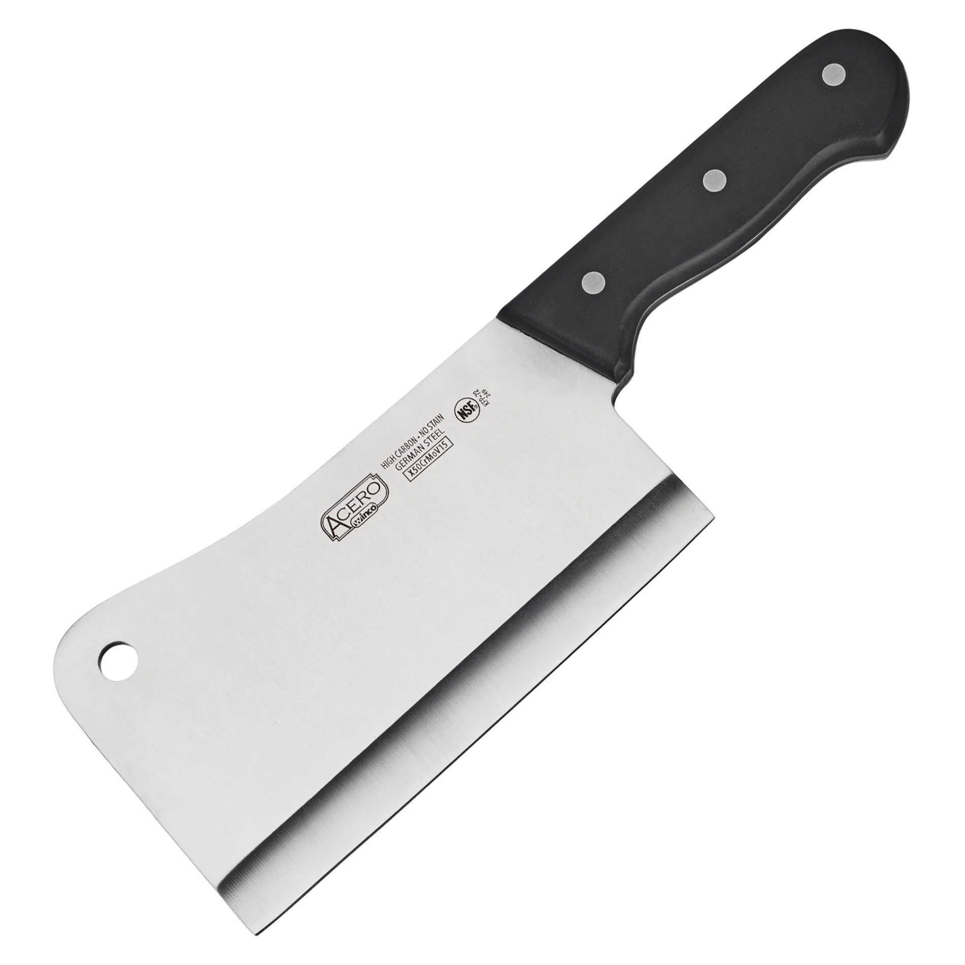 Winco KFP-72 7 Inch Cleaver 4-3/8 Inch Blade High Carbon Stainless Steel Knife - Image 2