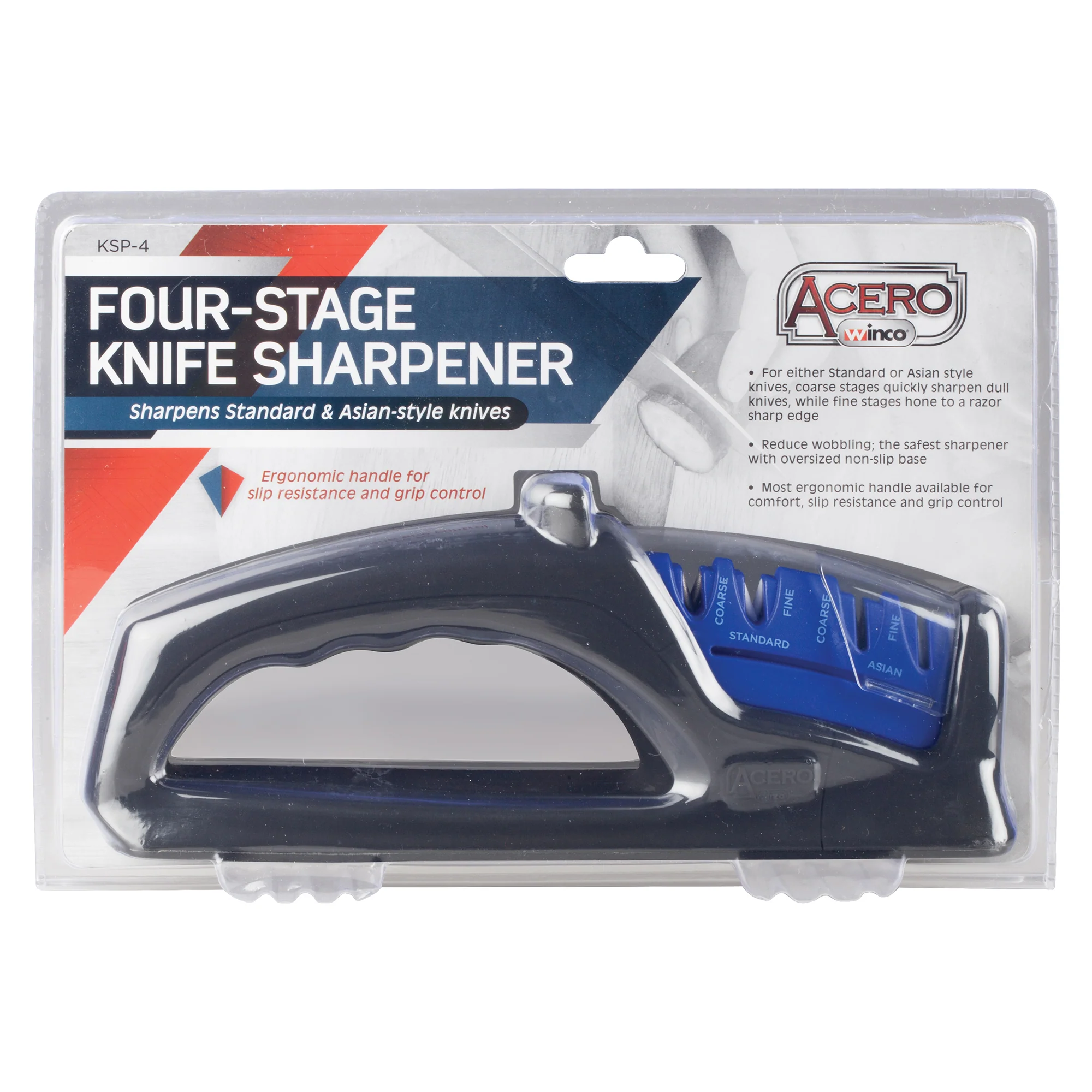 Winco KSP-4 9-7/8 Inch Knife Sharpener 4-stage Manual Ceramic and Diamond - Image 4