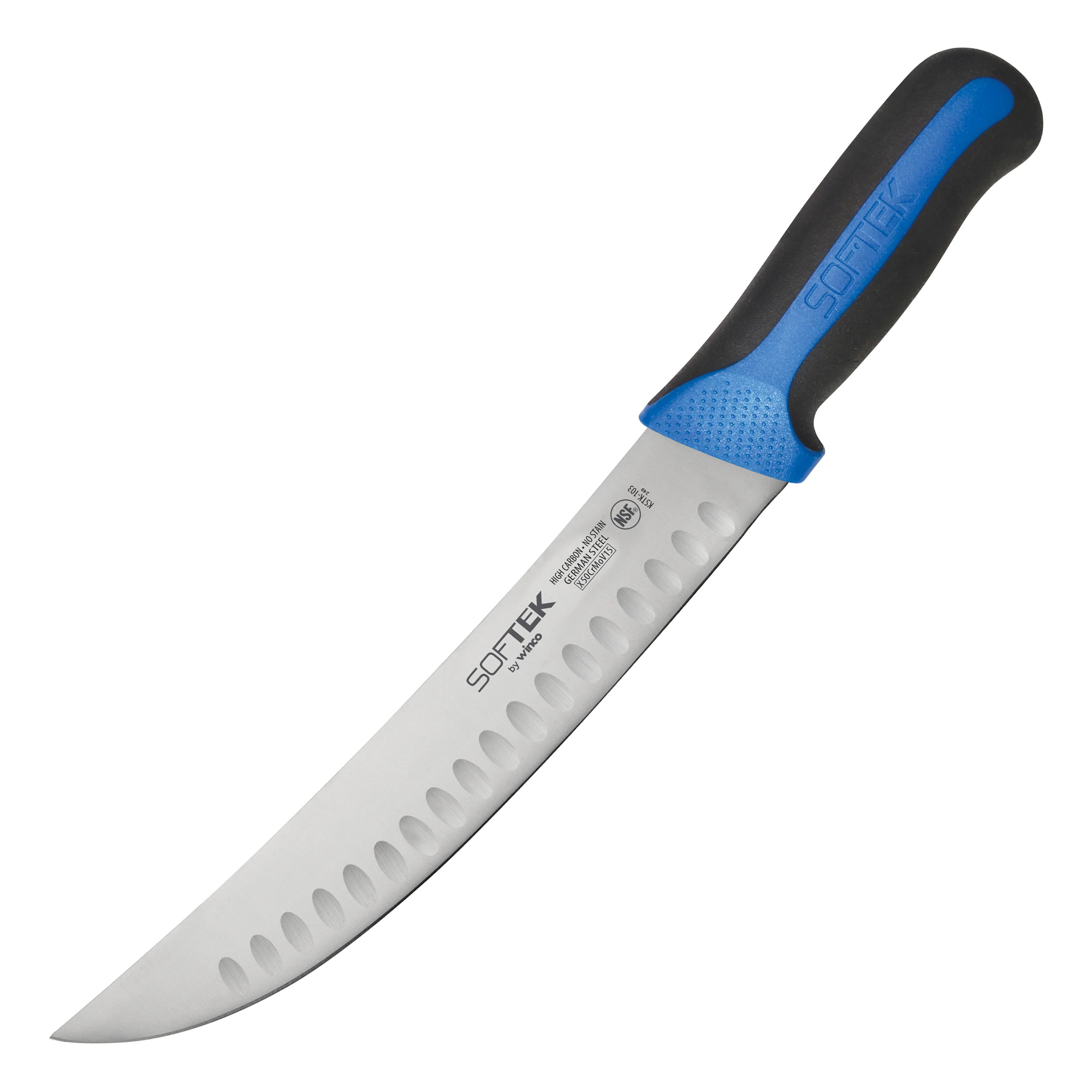 Winco KSTK-103 10 Inch Blade Non-Slip TPR Handle Cimeter Knife High Carbon Steel - Image 2