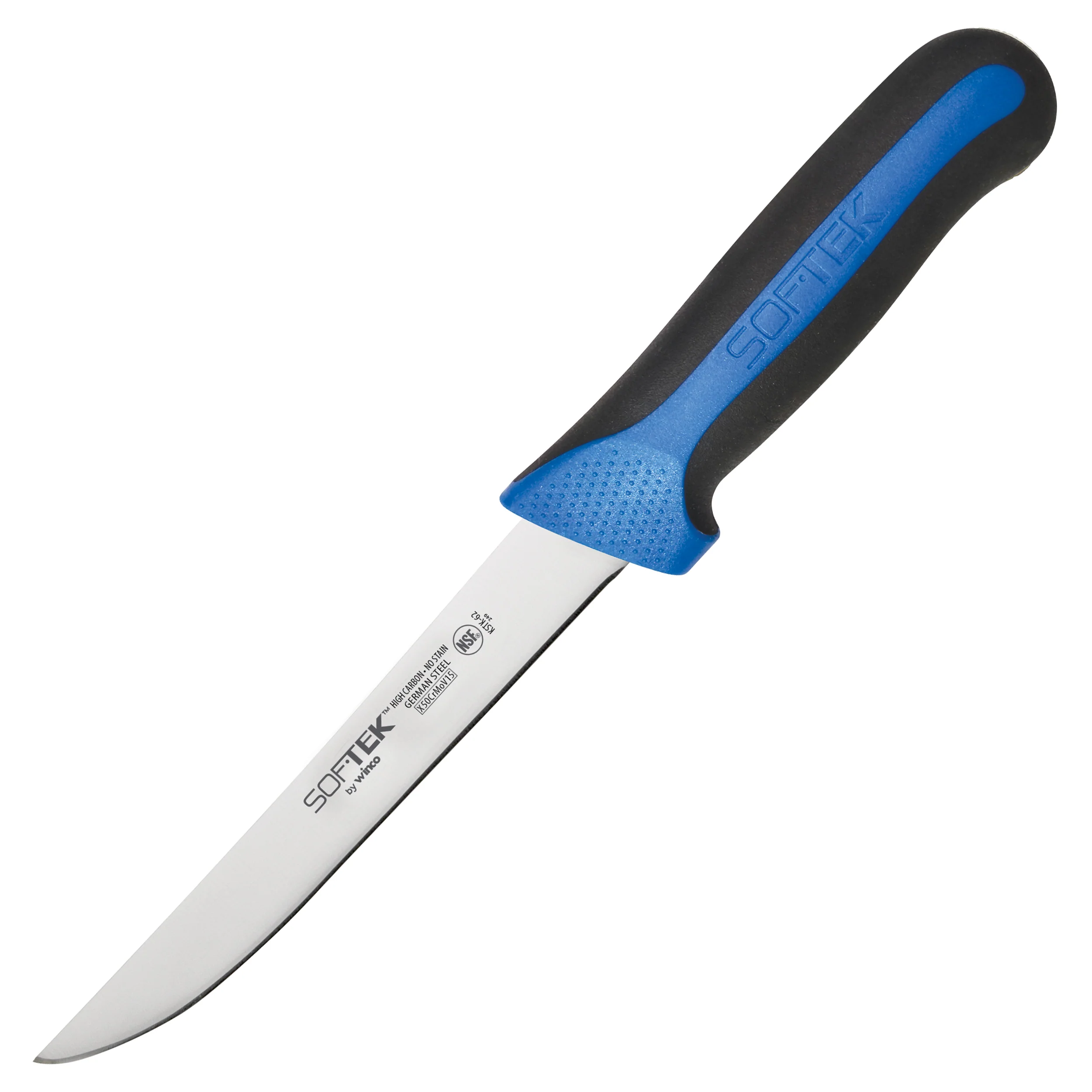 Winco KSTK-62 6 Inch Blade Boning Knife High Carbon Steel Non-Slip TPR Handle - Image 2