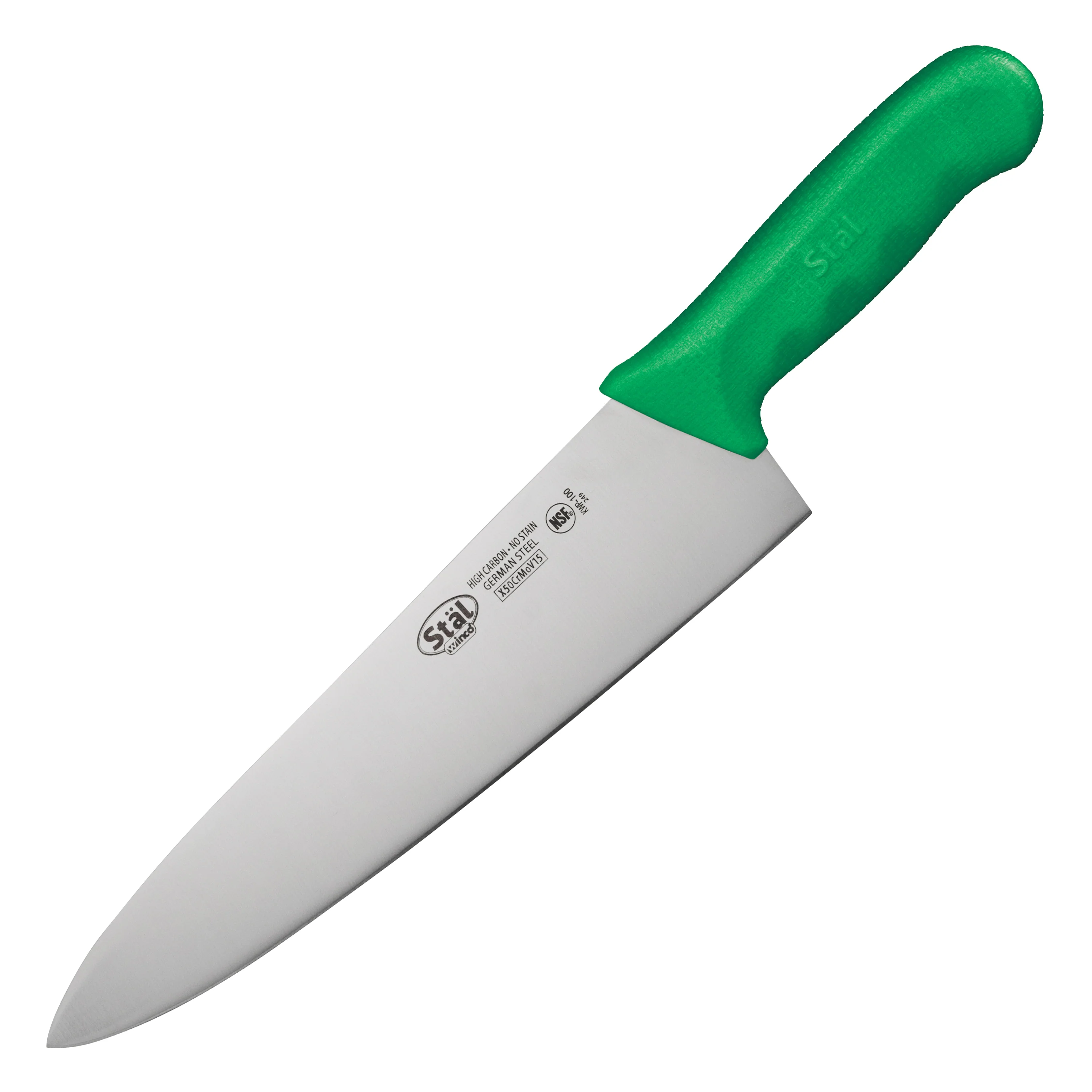 Winco 10" Chef Knife - Green Handle for Produce & HACCP Compliance - Image 2