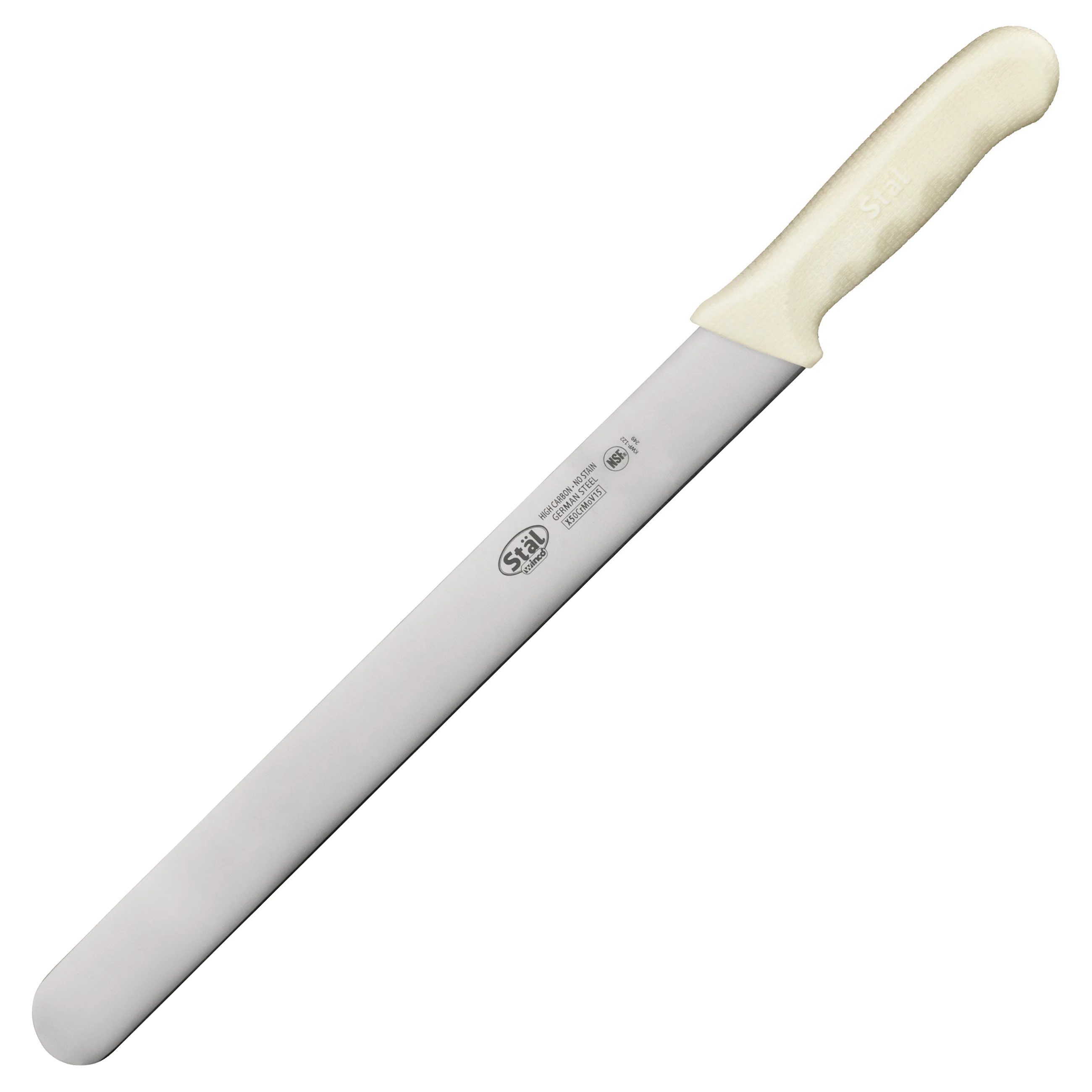 Winco KWP-122 12 Inch Blade Polypropylene White Knife High Carbon German Steel - Image 2