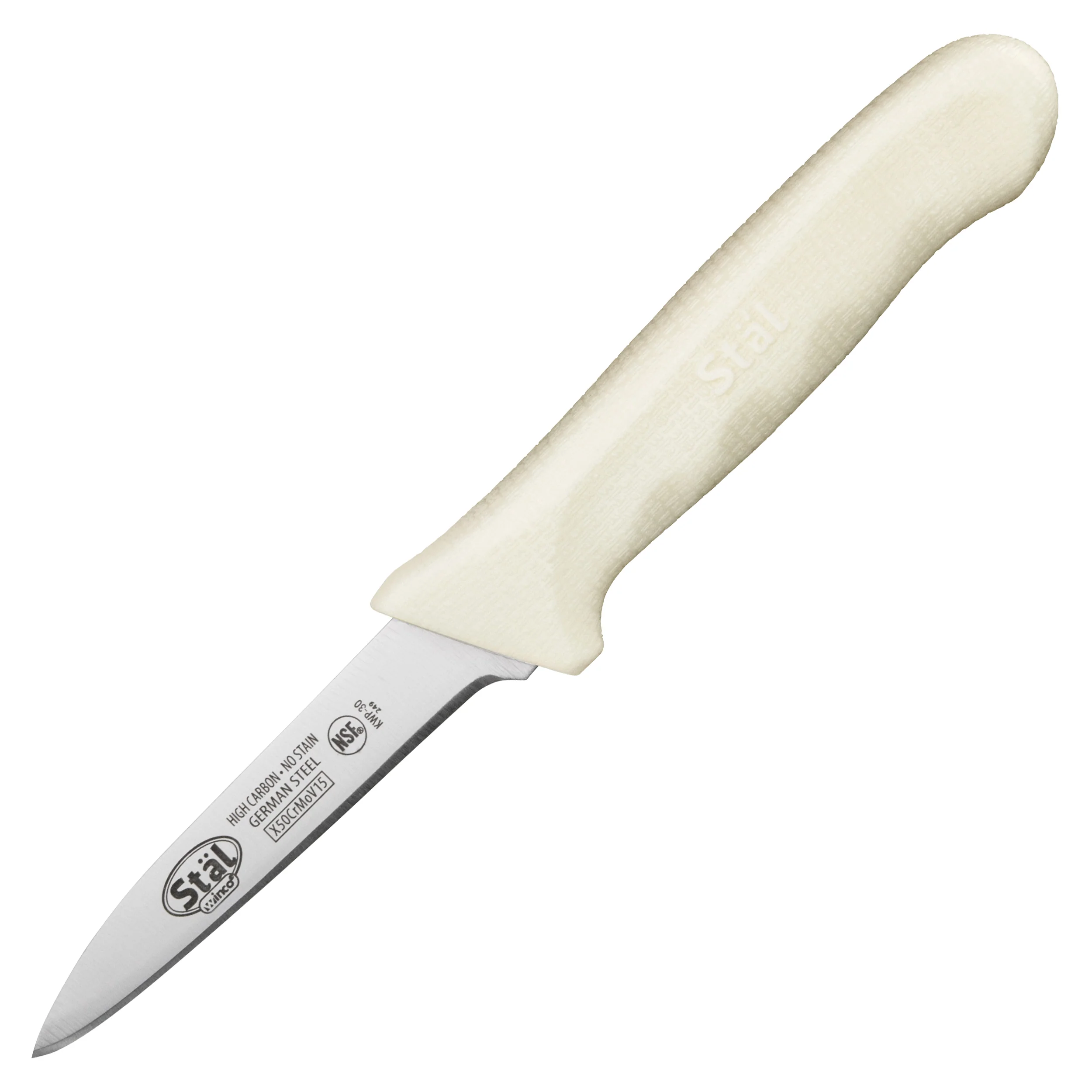 Winco KWP-30 3-1/4 Inch Blade Paring Knife High Carbon Polypropylene White - Image 2