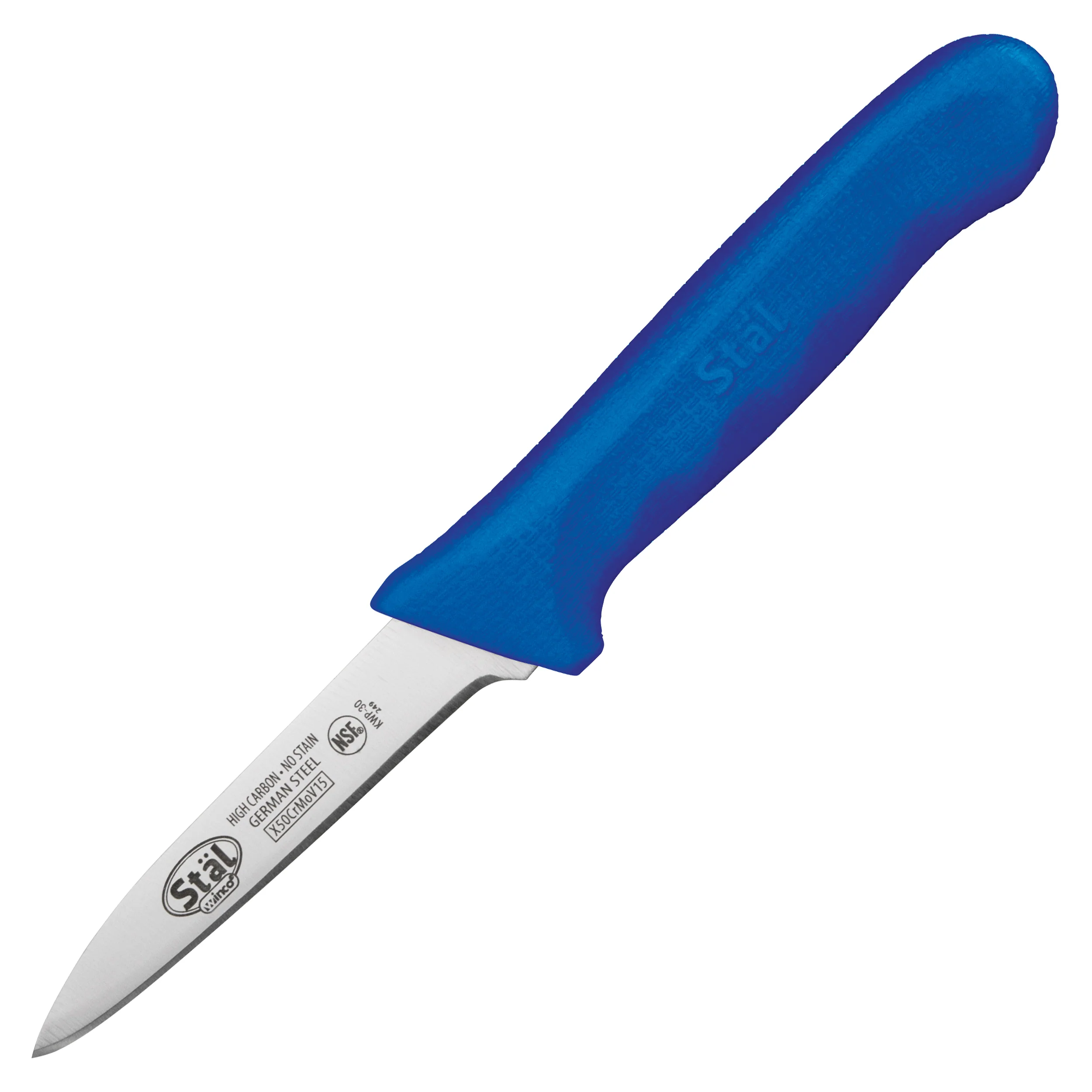 Winco KWP-30U 3-1/4 Inch Blade Polypropylene Handle Paring Knife Blue - Image 2