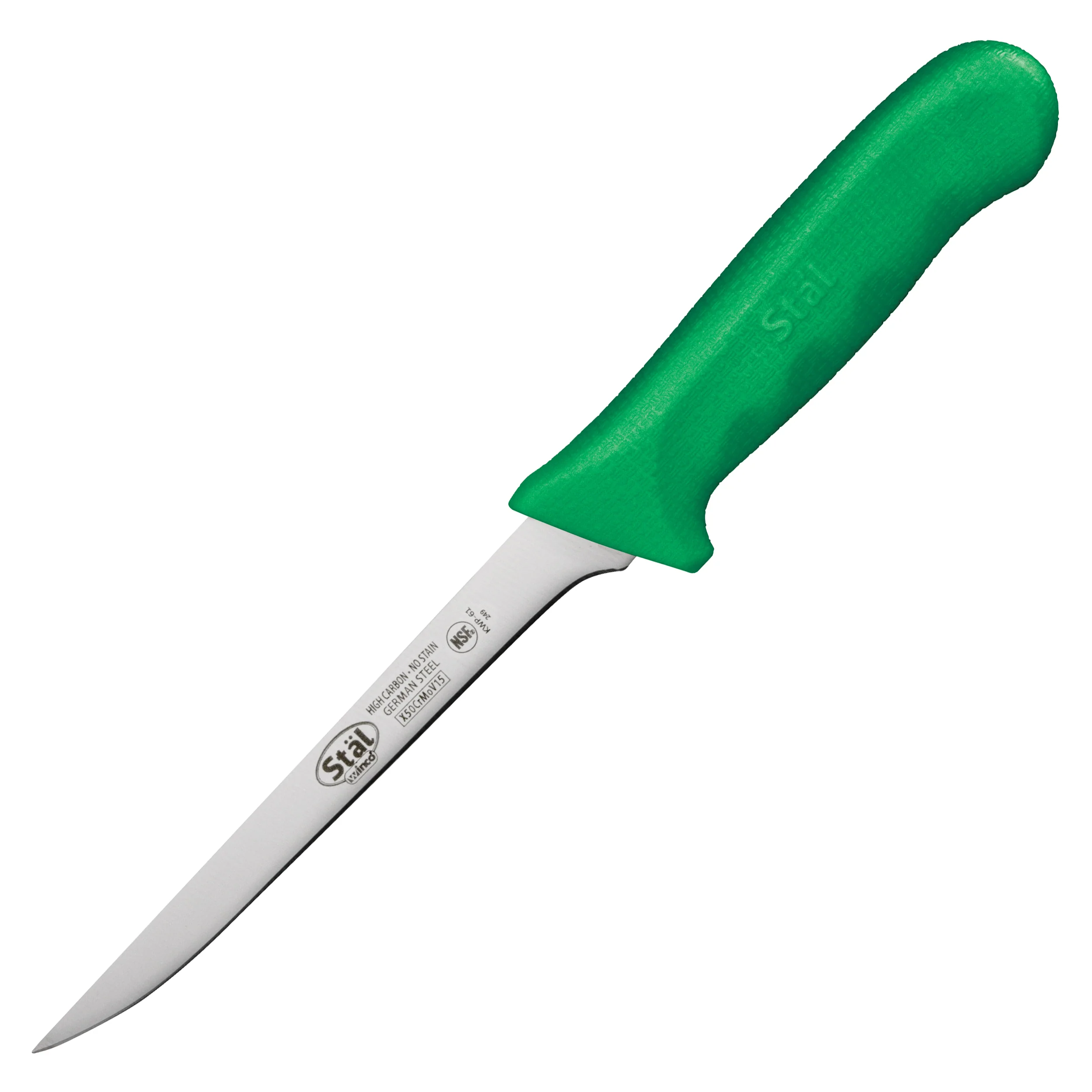 Winco KWP-61G 6 Inch Blade 10-7/8 Inch Overall Length Boning Knife Green Polypropylene - Image 2