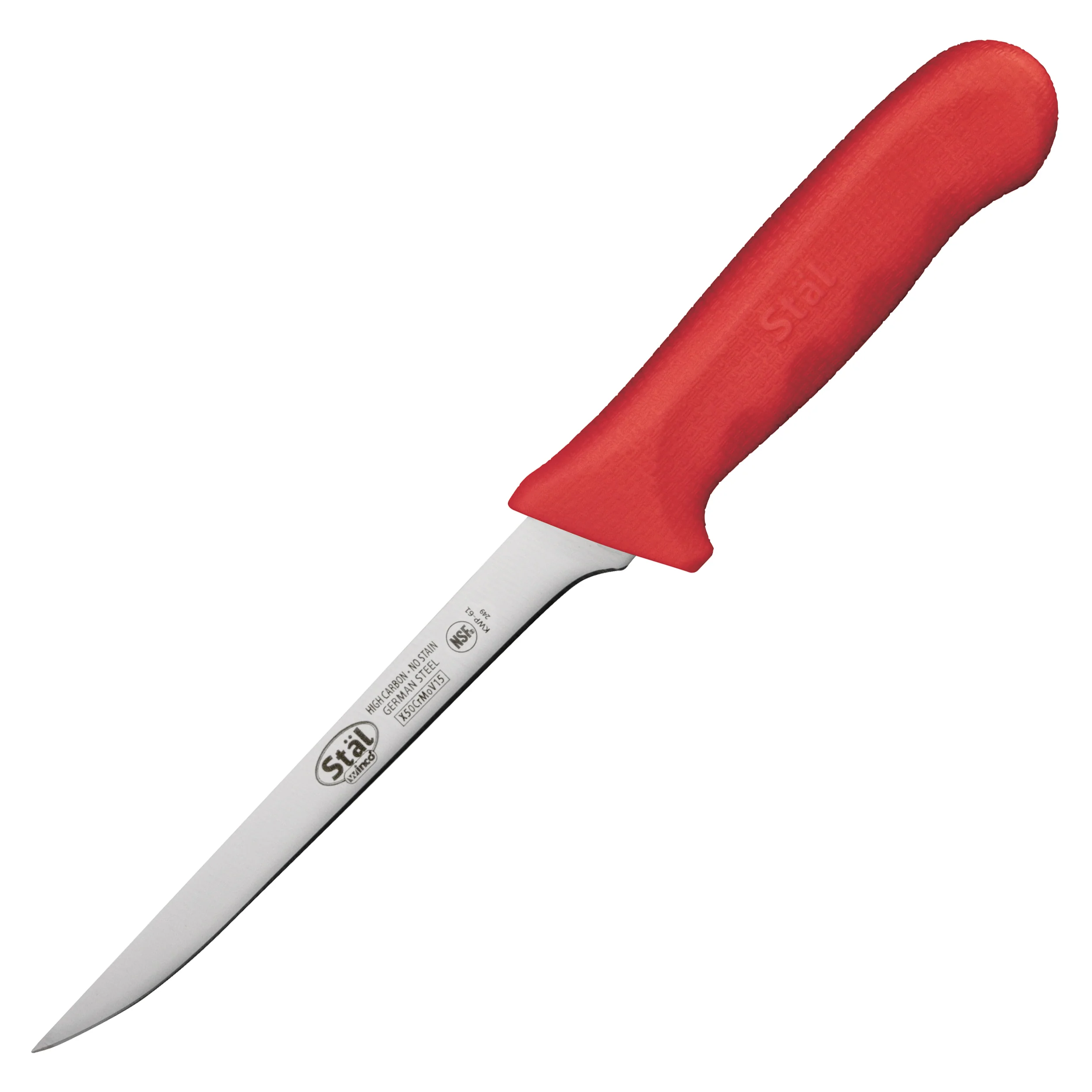 Winco 6" Boning Knife - Red Handle for Raw Meat & HACCP Compliance - Image 2