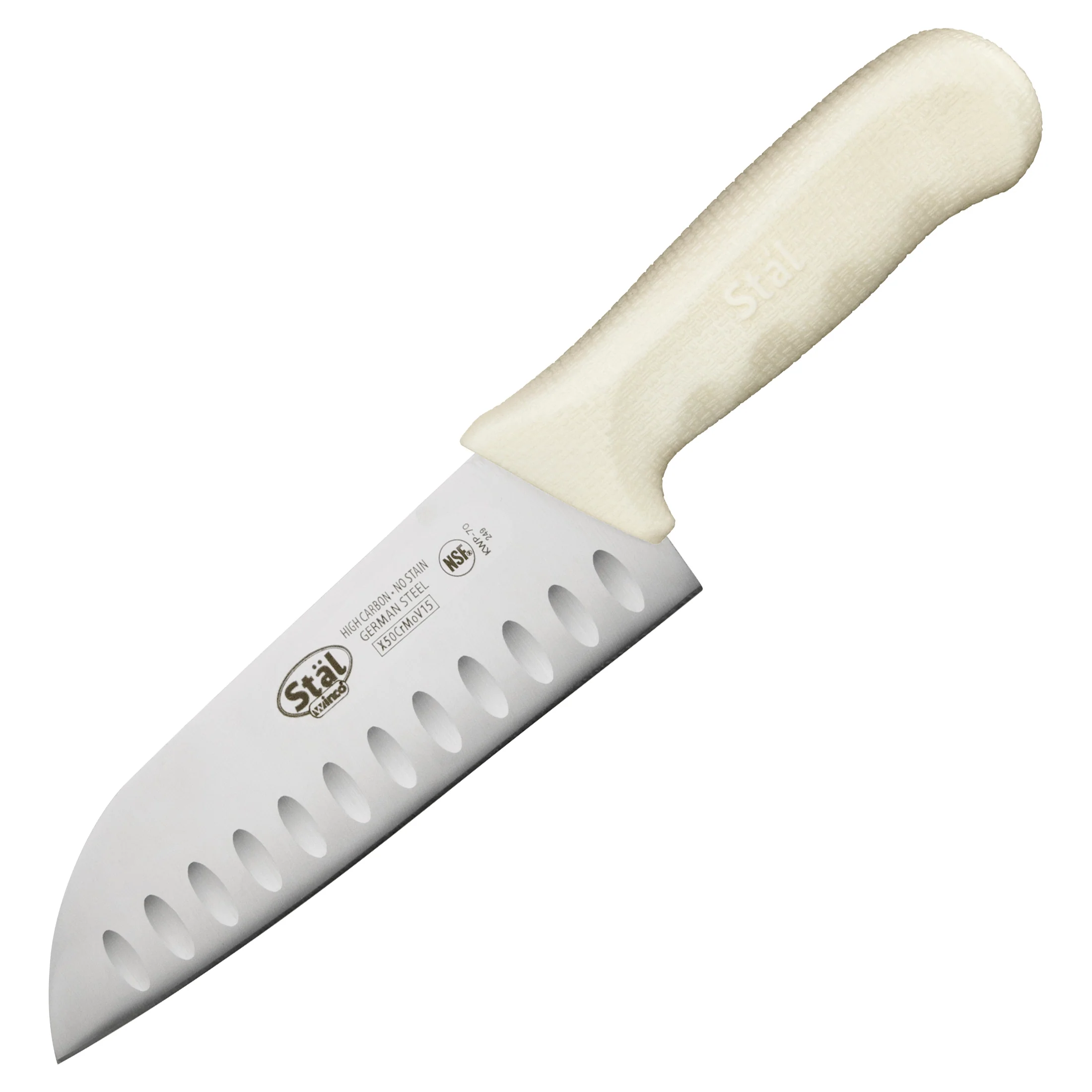 Winco KWP-70 7" Santoku Knife, White PP Hdl - Image 2